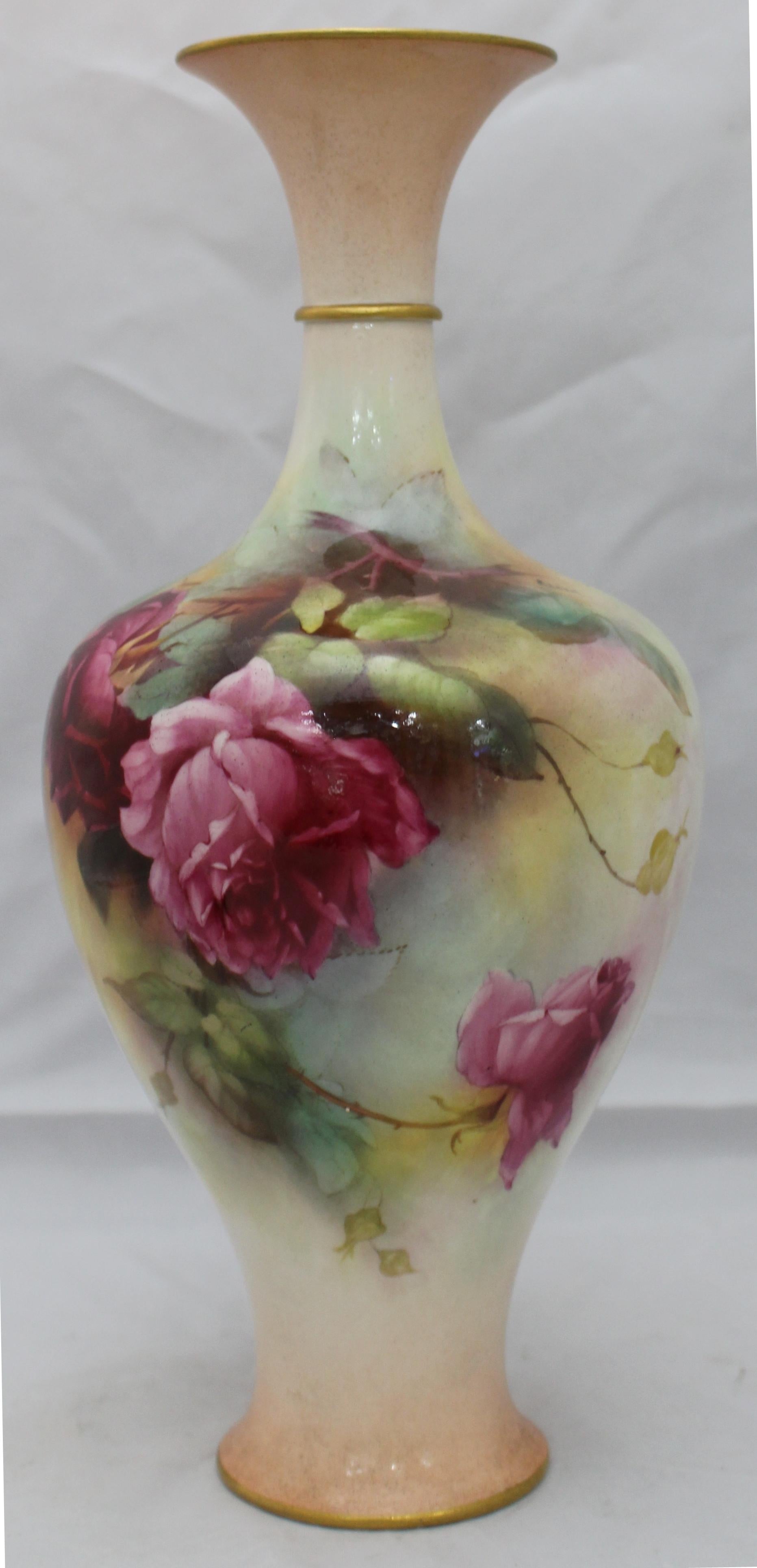 Royal Worcester Painted Vase by A.Lewis, 1909 For Sale 7