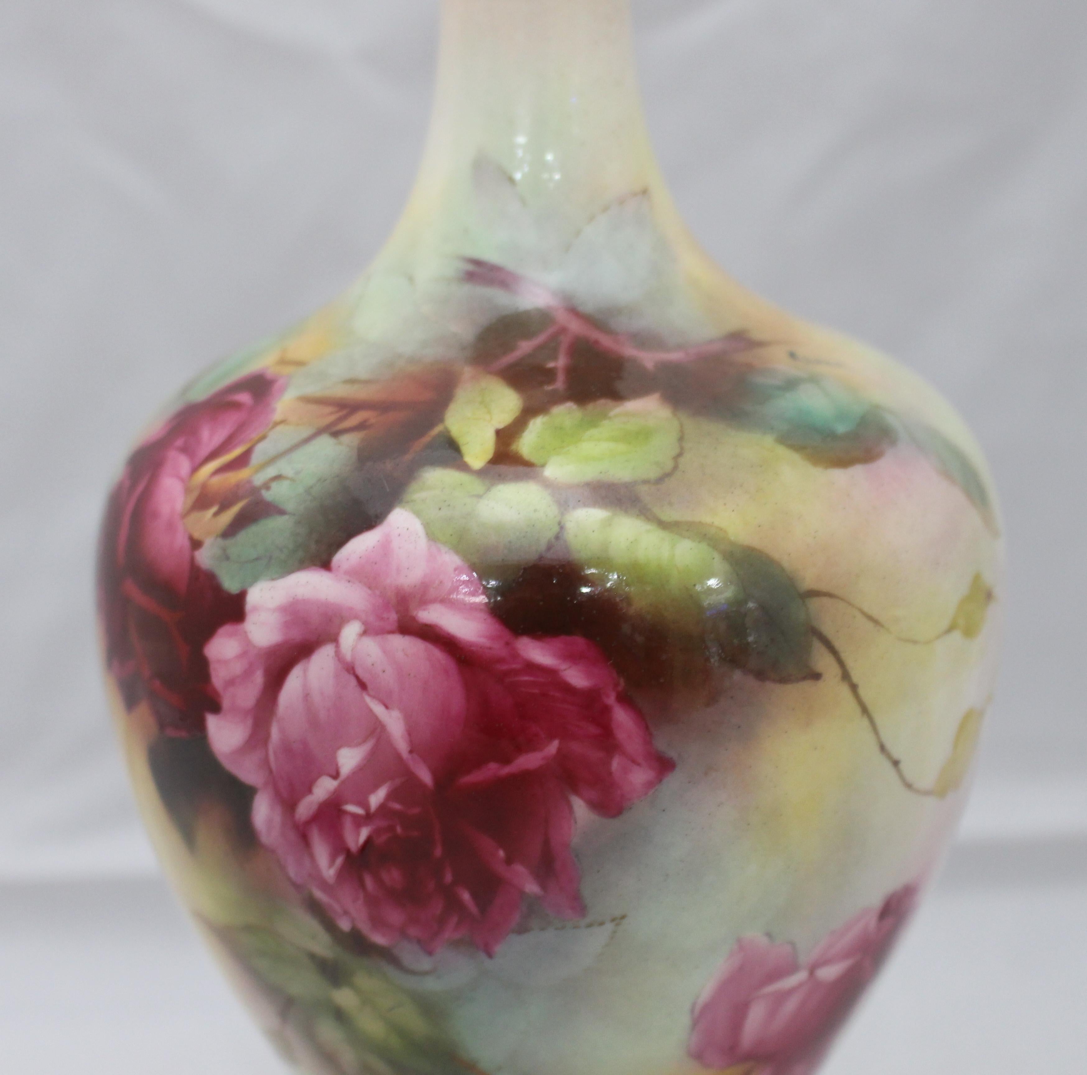 Porcelain Royal Worcester Painted Vase by A.Lewis, 1909 For Sale