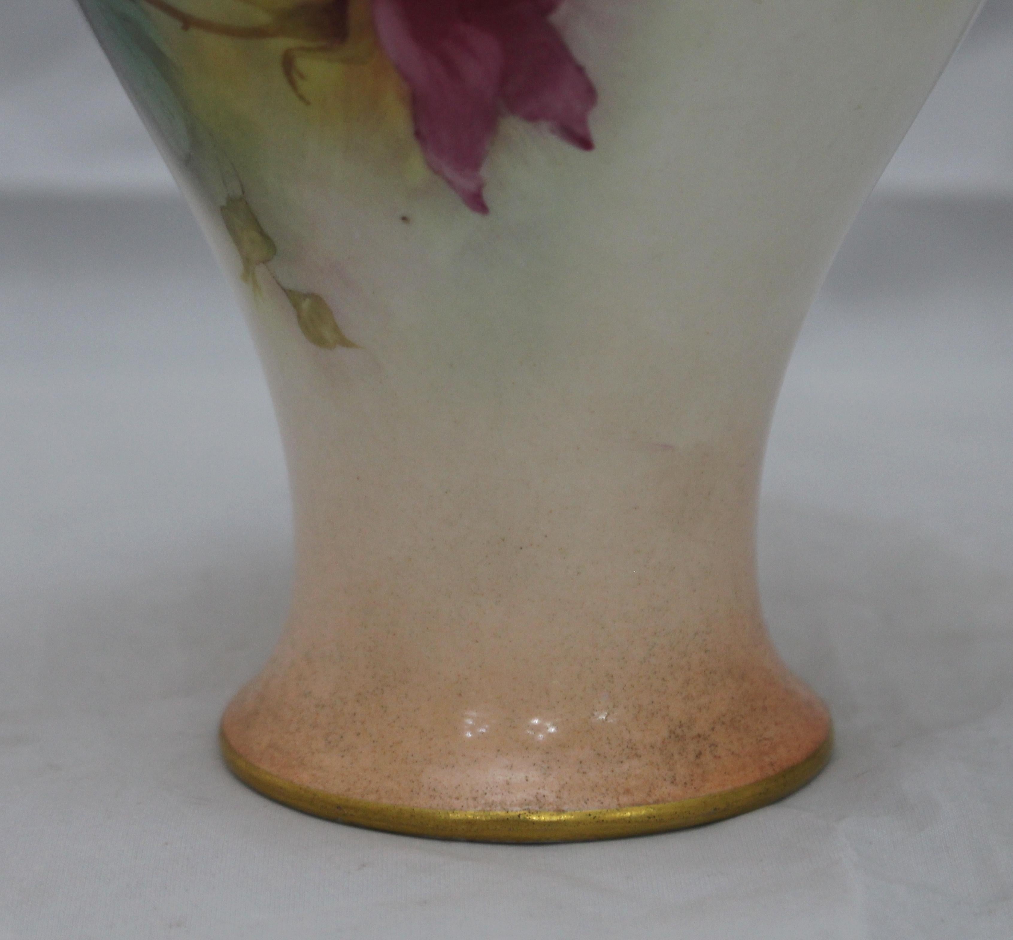 Royal Worcester Painted Vase by A.Lewis, 1909 For Sale 5