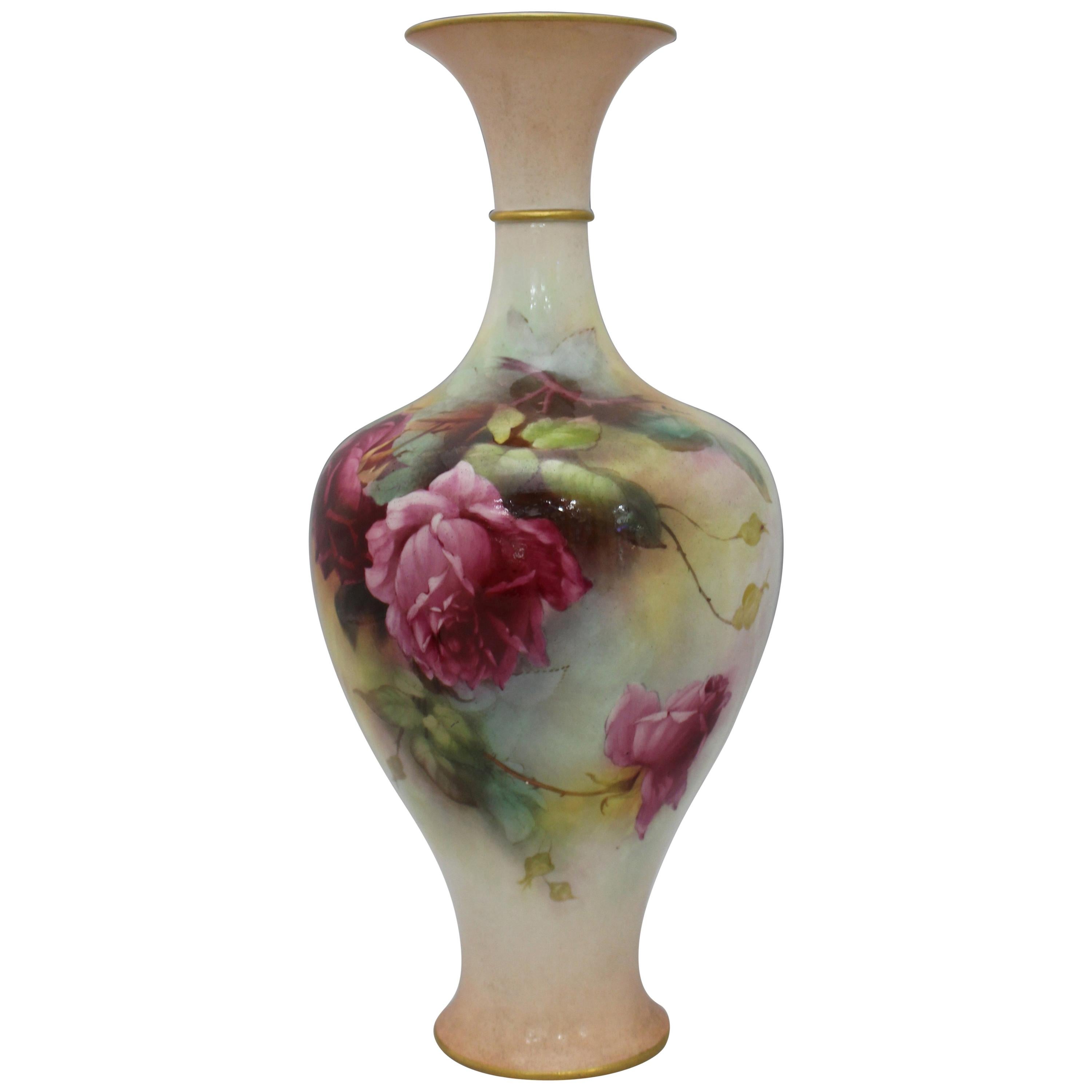 Royal Worcester Painted Vase by A.Lewis, 1909 For Sale