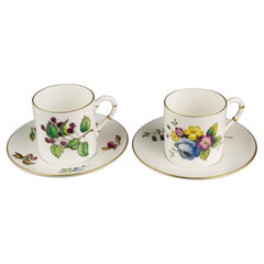 Royal Worcester Pareja de Juegos de Taza y Plato Demitasse, Inglaterra 1944-1955