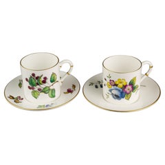 Vintage Royal Worcester Pair of Demitasse Cup & Saucer Sets, England 1944-1955