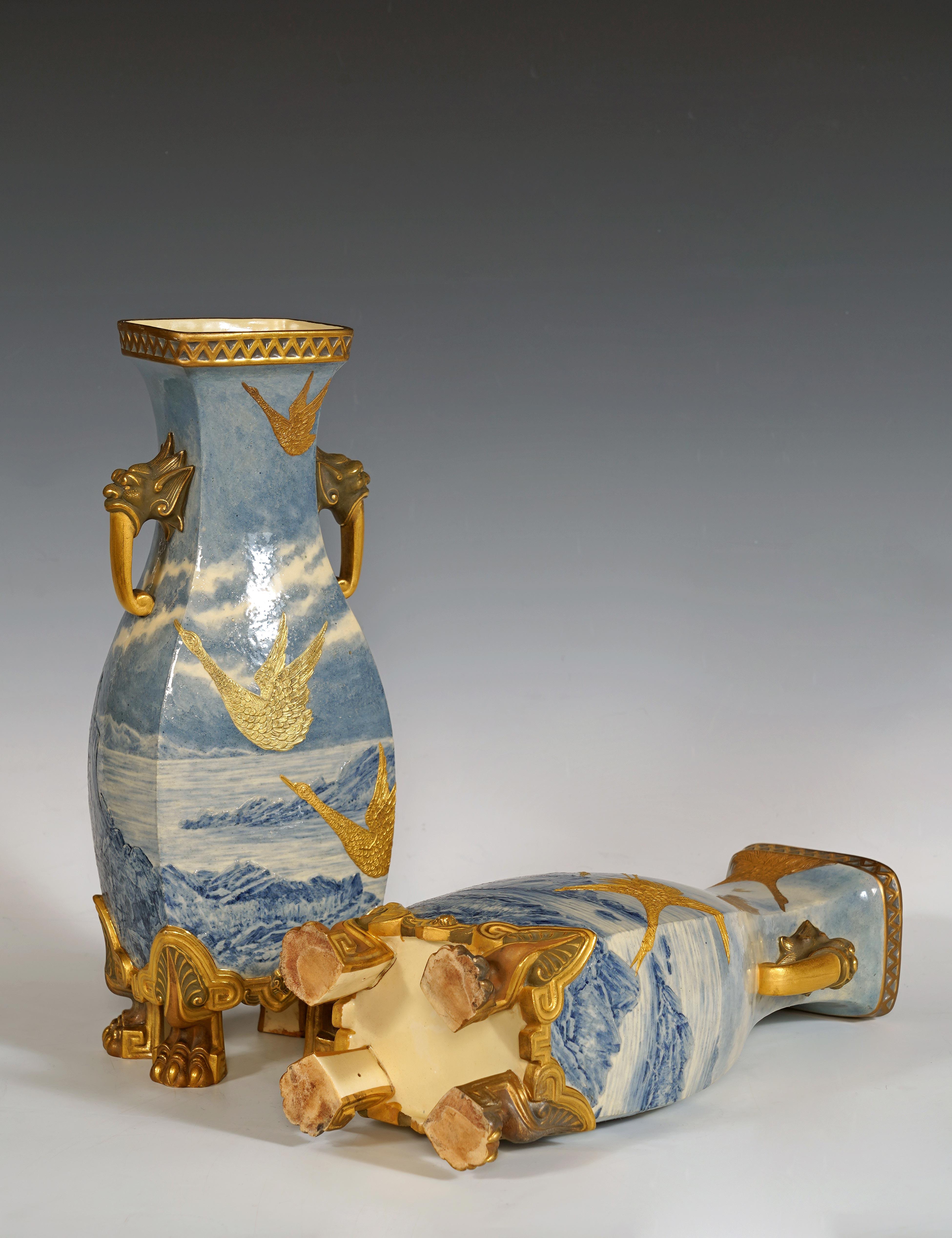 Royal Worcester, Pareja de jarrones de estilo japonés, Inglaterra, 1877 en Bueno estado para la venta en PARIS, FR