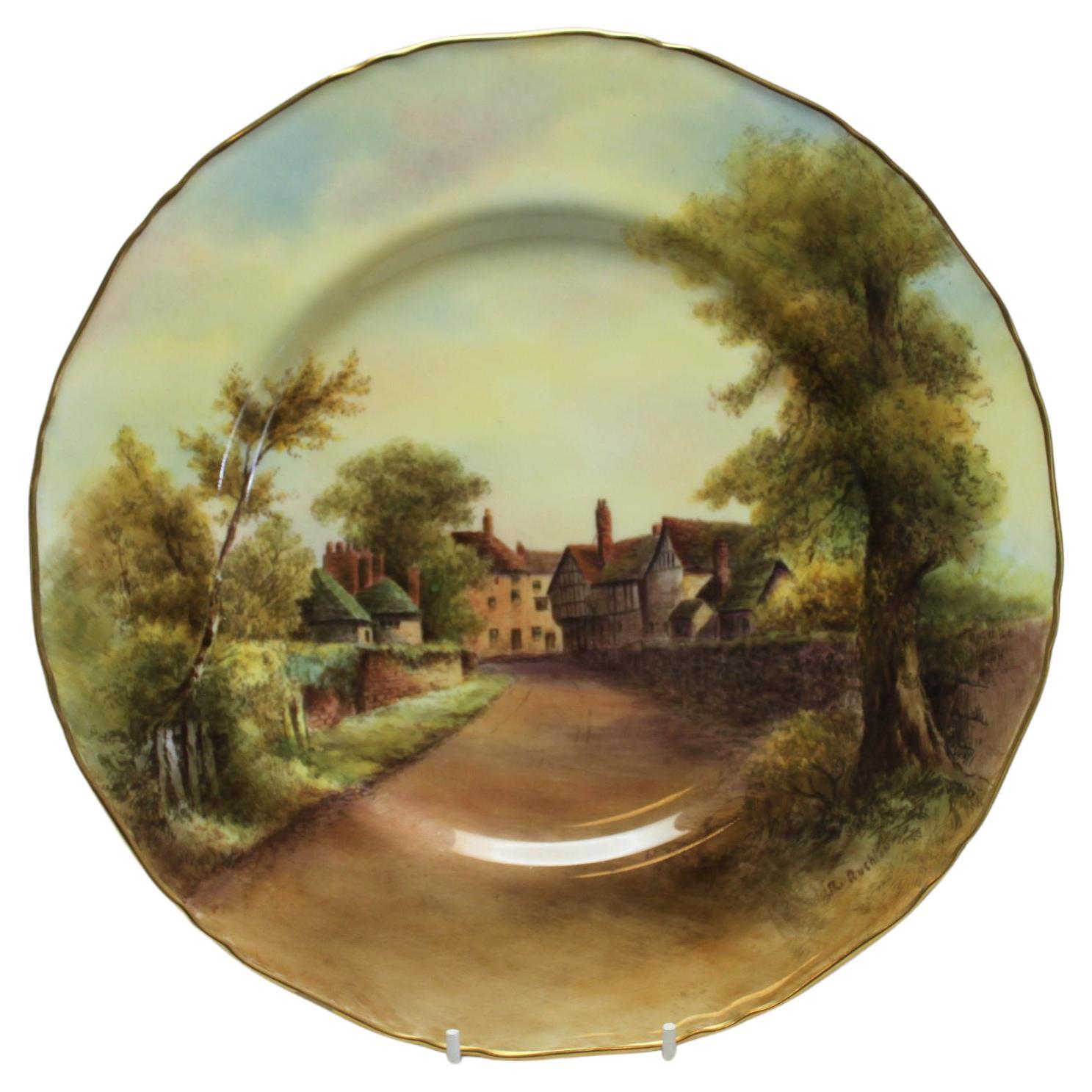 Assiette Royal Worcester peinte par Raymond Rushton