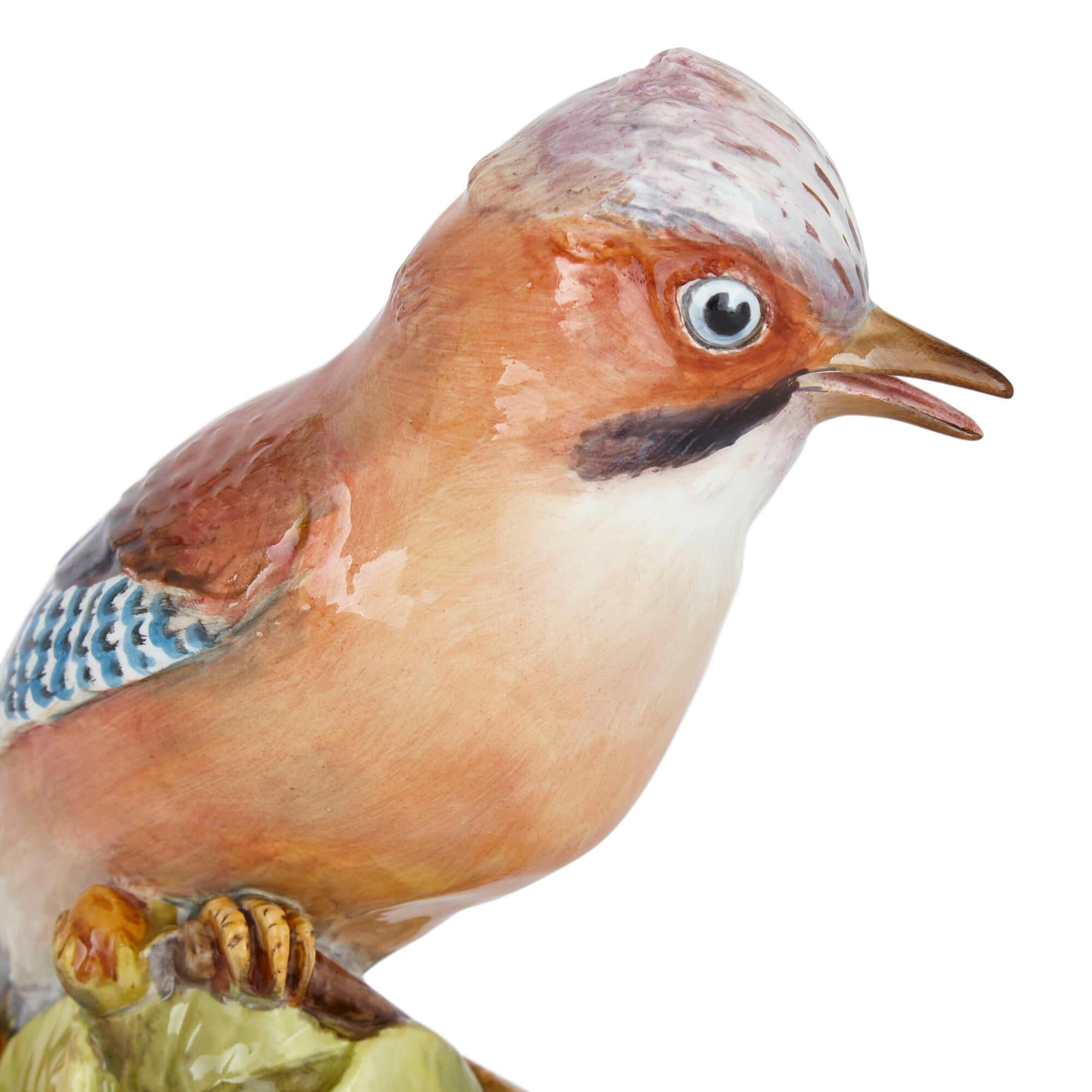 Royal Worcester porcelain bird model 
English, c. 1950 
Height 16cm, width 16cm, depth 9cm

The charming model of a jay manufactured by the famous Royal Worcester factory comes from the collection of Henry Sandon (b. 1928). He is an authority in the