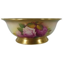 Royal Worcester Porcelain Bowl, Roses, by Mildred Hunt, Dated 1939