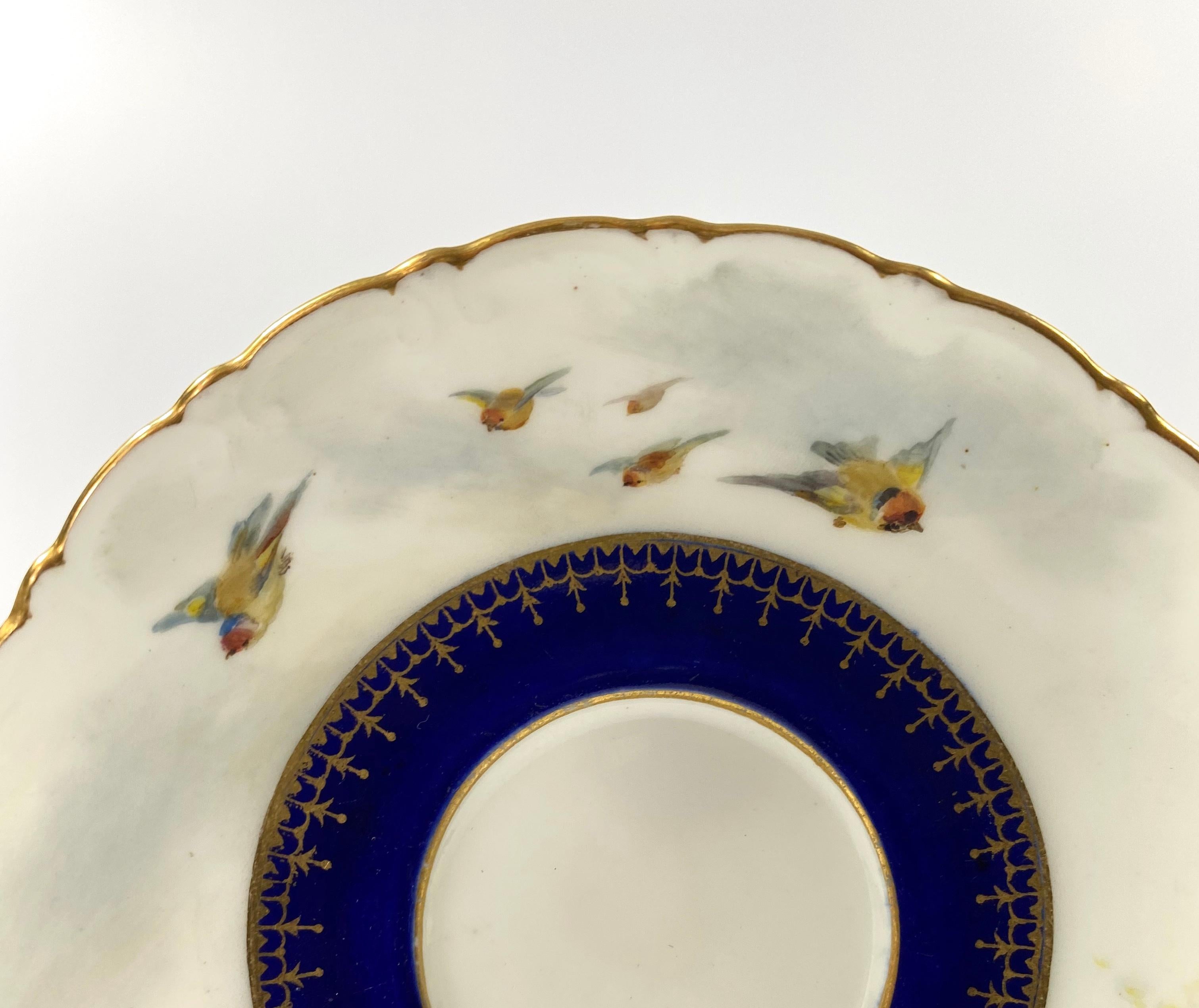 Victorian Royal Worcester Porcelain Cup and Saucer, Dated 1902