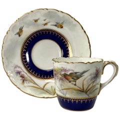 Antique Royal Worcester Porcelain Cup and Saucer, Dated 1902