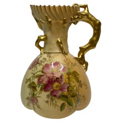 Royal Worcester porcelain ewer, ‘Blush Ivory’ glaze, dated 1908.