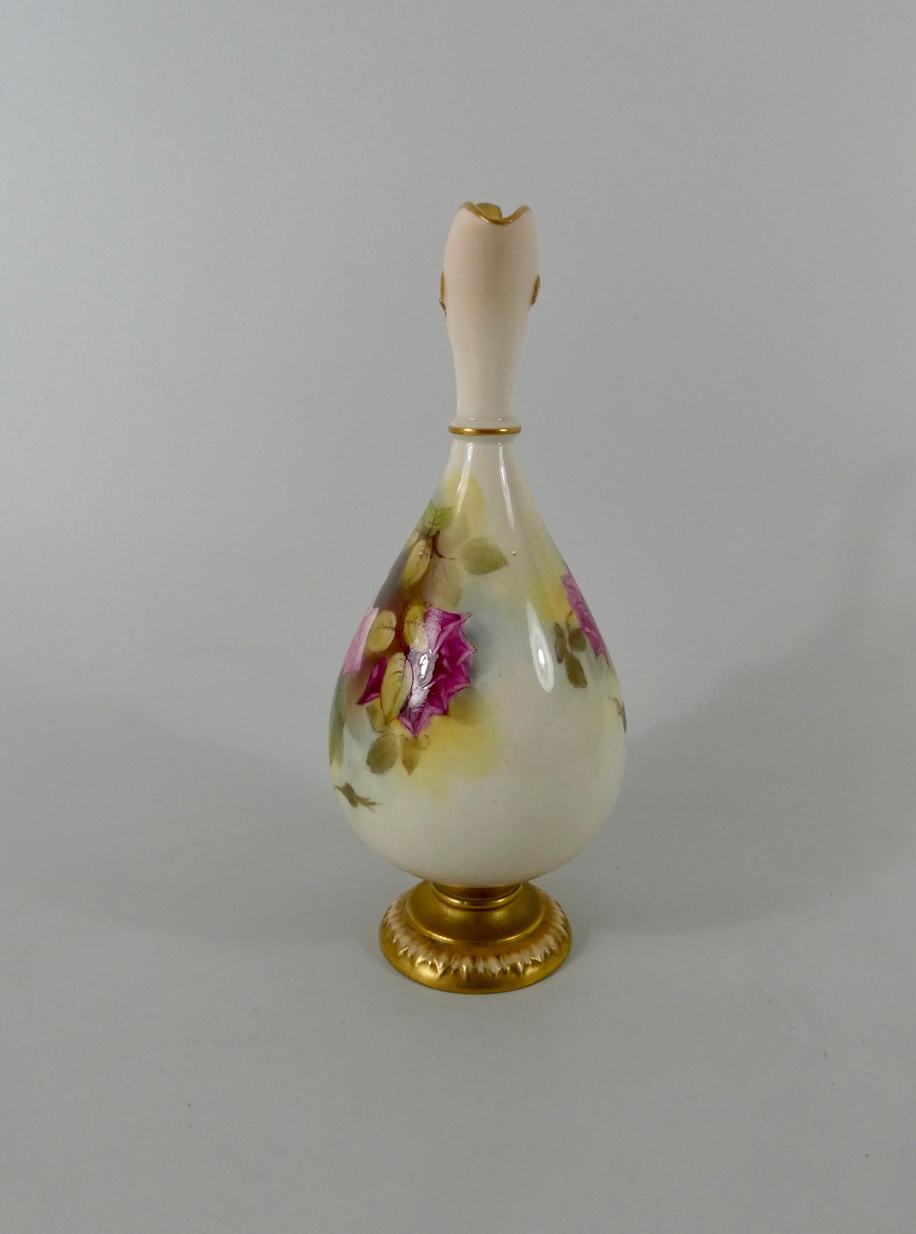 Royal Worcester Porcelain Ewer, ‘Roses’, Dated 1919 2