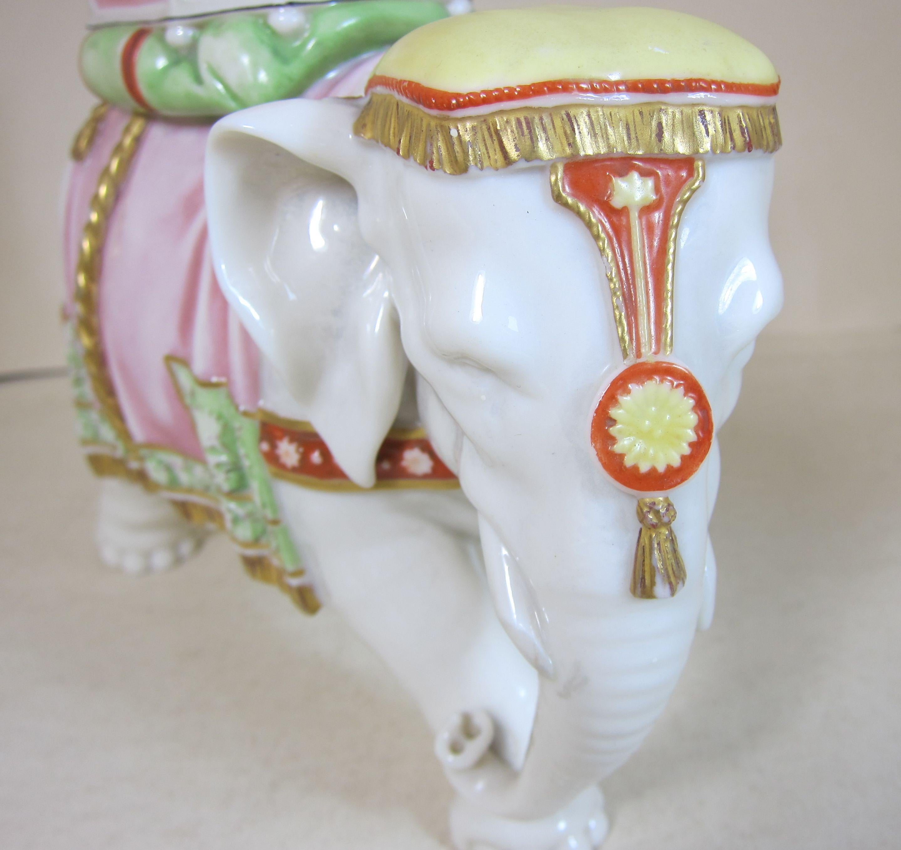 Royal Worcester Porcelain Figure of an Elephant Modelled by James Hadley In Good Condition In London, GB