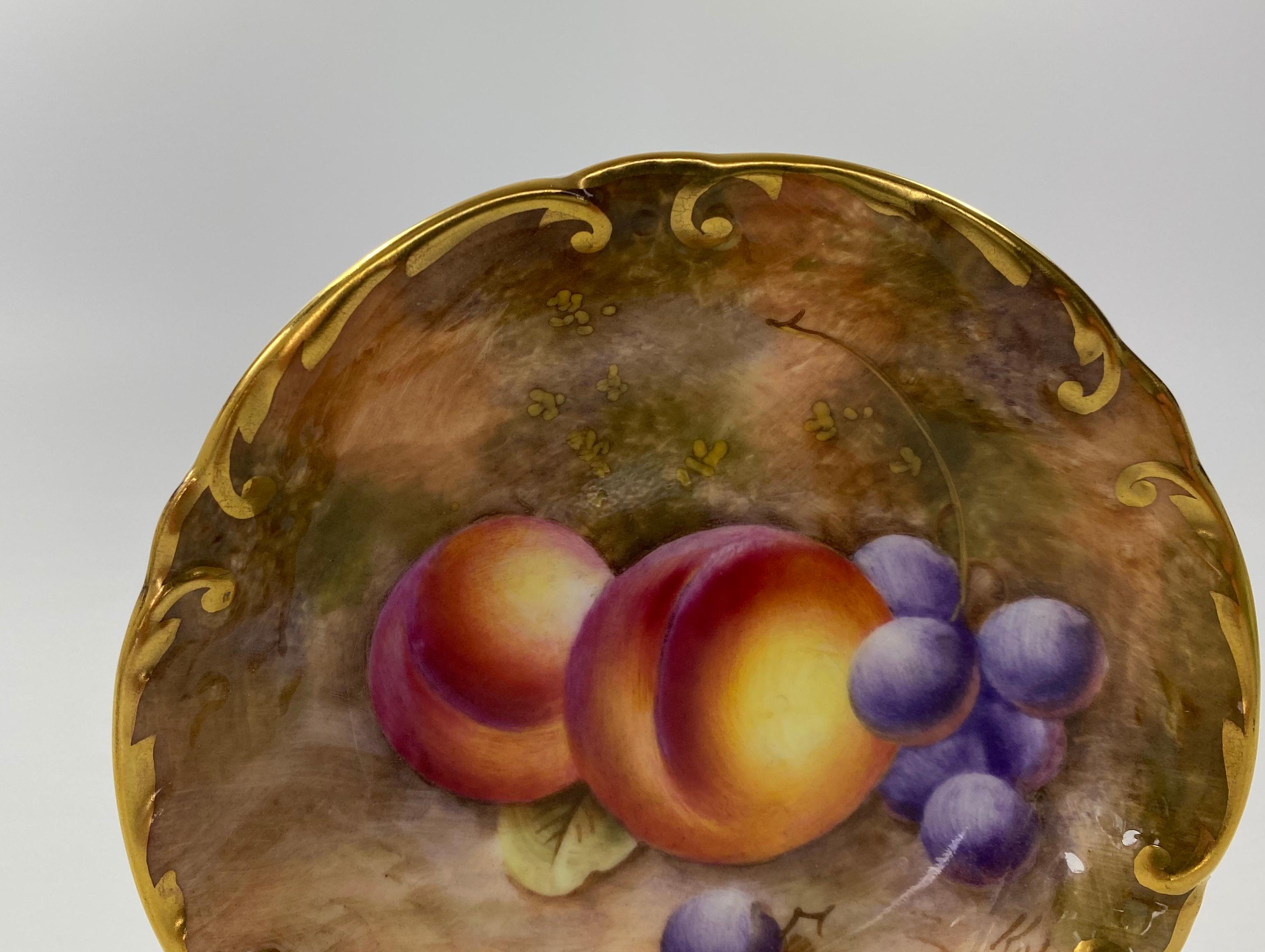 English Royal Worcester Porcelain Fruit Pin Tray, William Roberts, d. 1952
