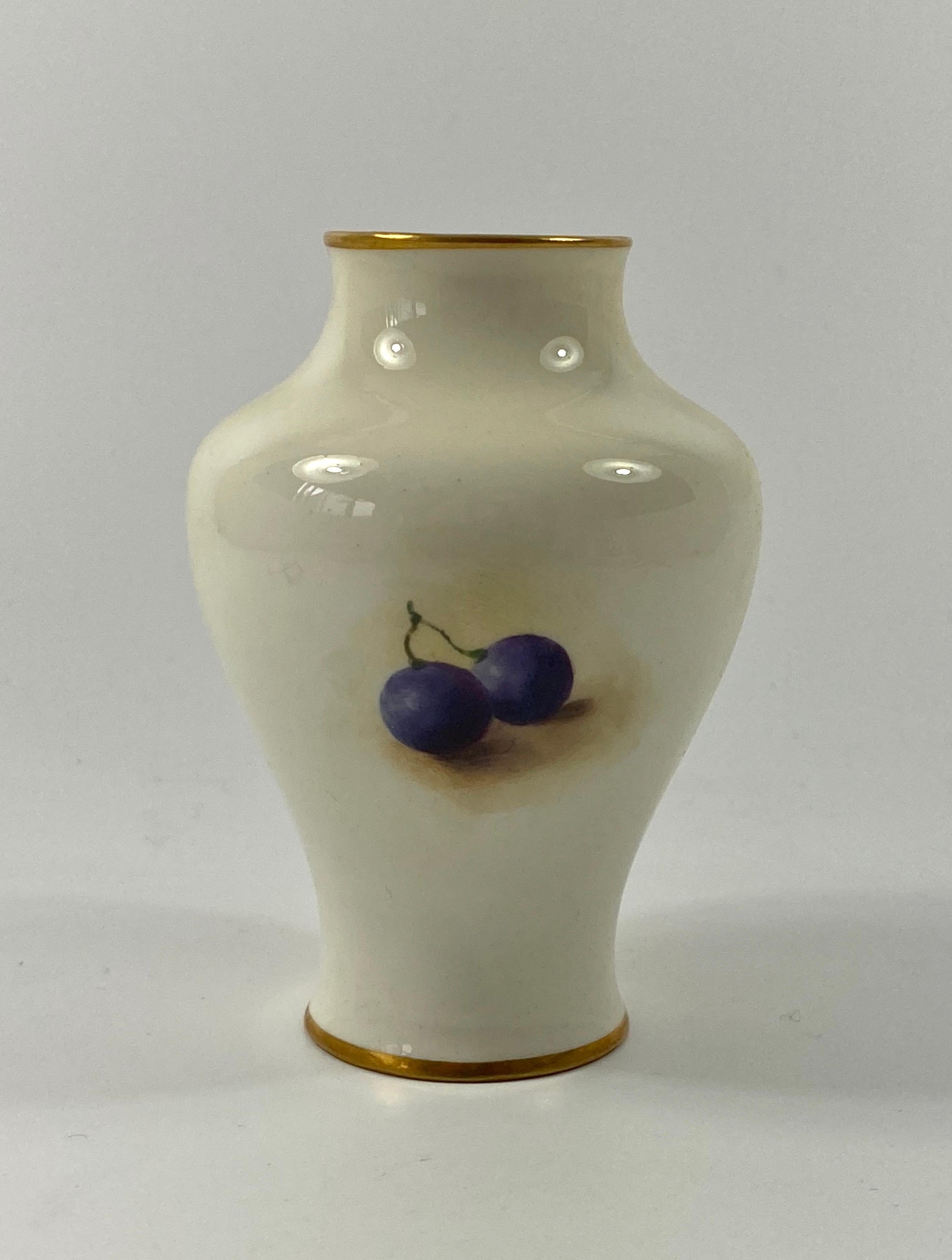 English Royal Worcester Porcelain ‘Fruit’ Vase, Richard Sebright, d. 1933