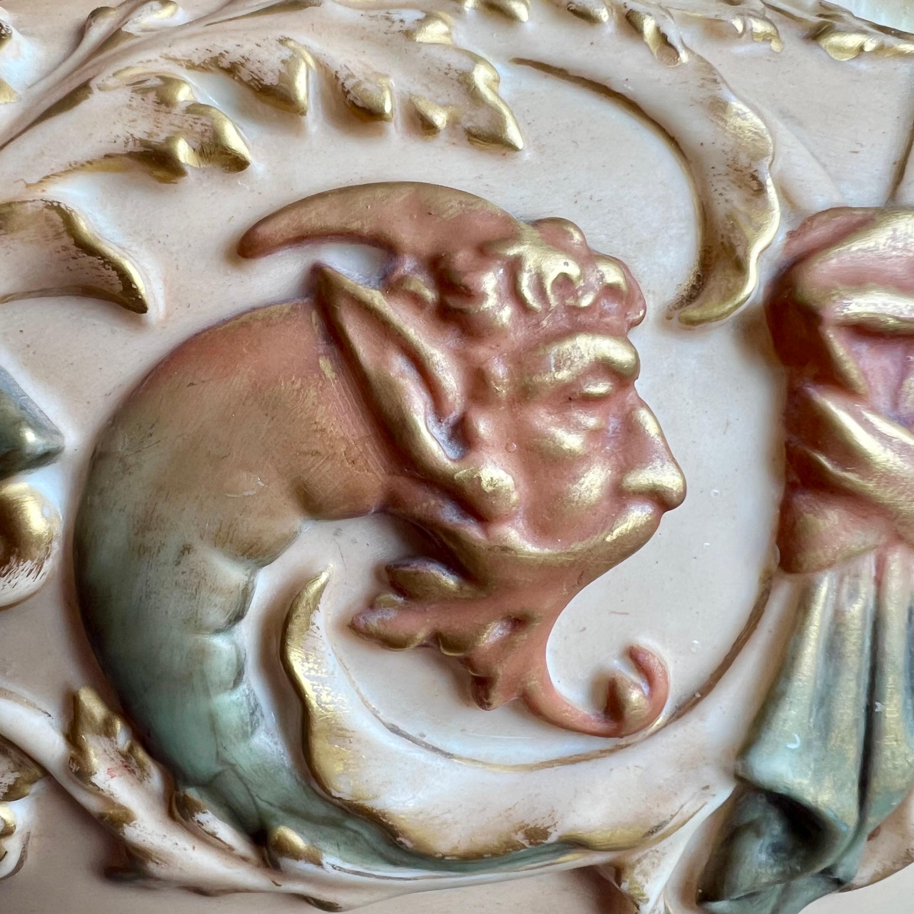 Early 20th Century Royal Worcester Porcelain Jardiniere, Blush Ivory Satyr Masks, Victorian 1901