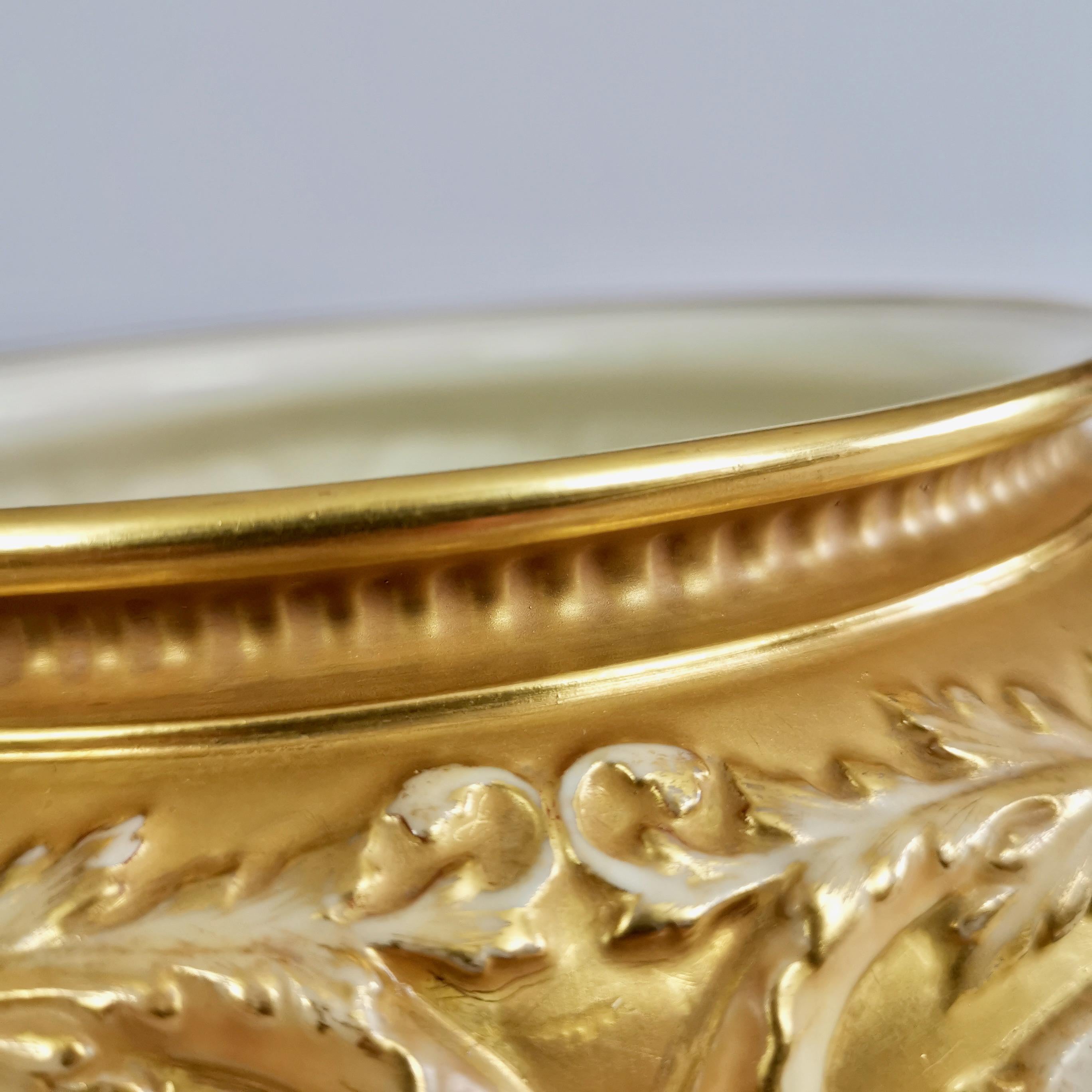Royal Worcester Porcelain Jardiniere, Gilt, Blush Ivory and Masks, 1892-1920 3