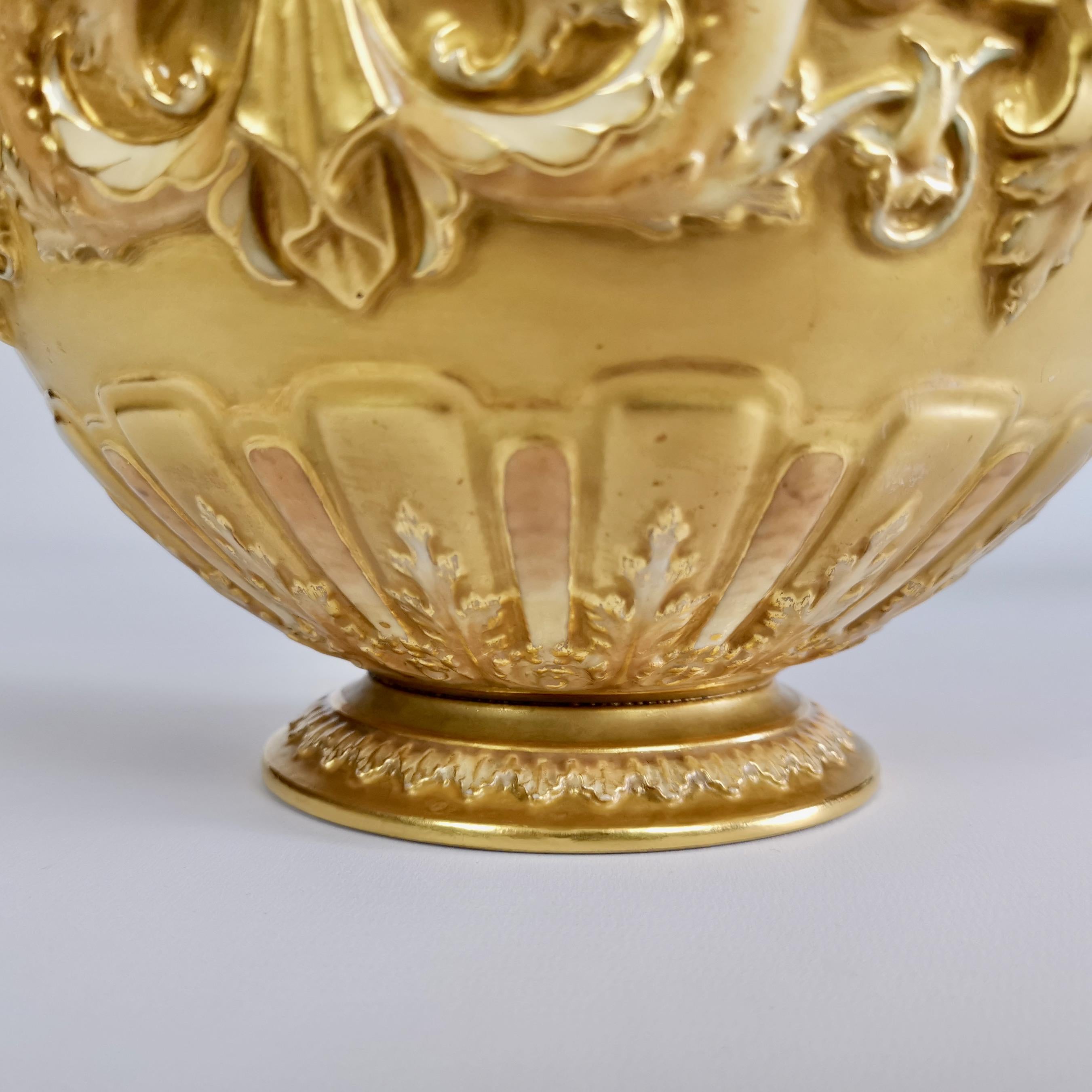 Royal Worcester Porcelain Jardiniere, Gilt, Blush Ivory and Masks, 1892-1920 4