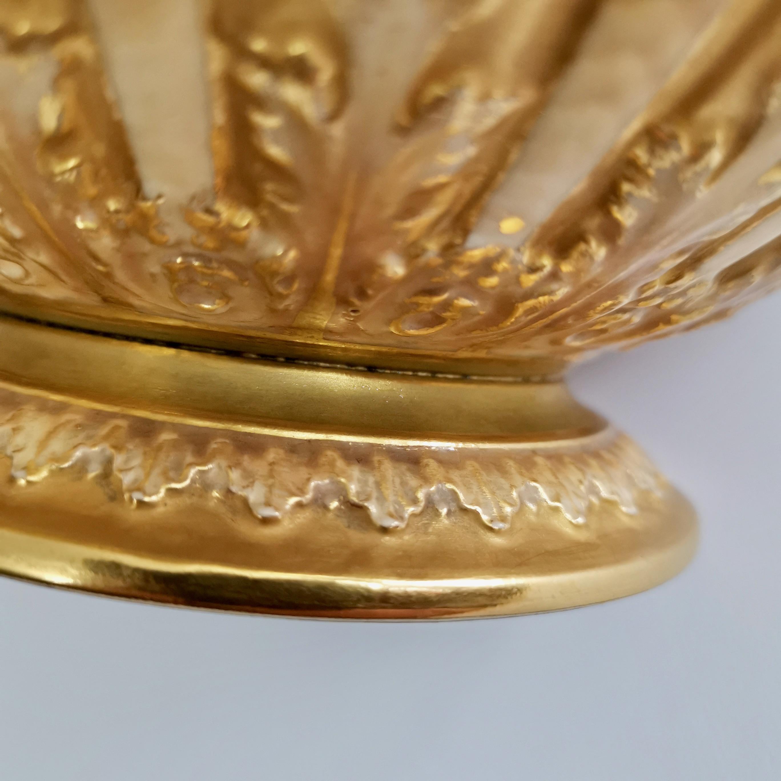 Royal Worcester Porcelain Jardiniere, Gilt, Blush Ivory and Masks, 1892-1920 5