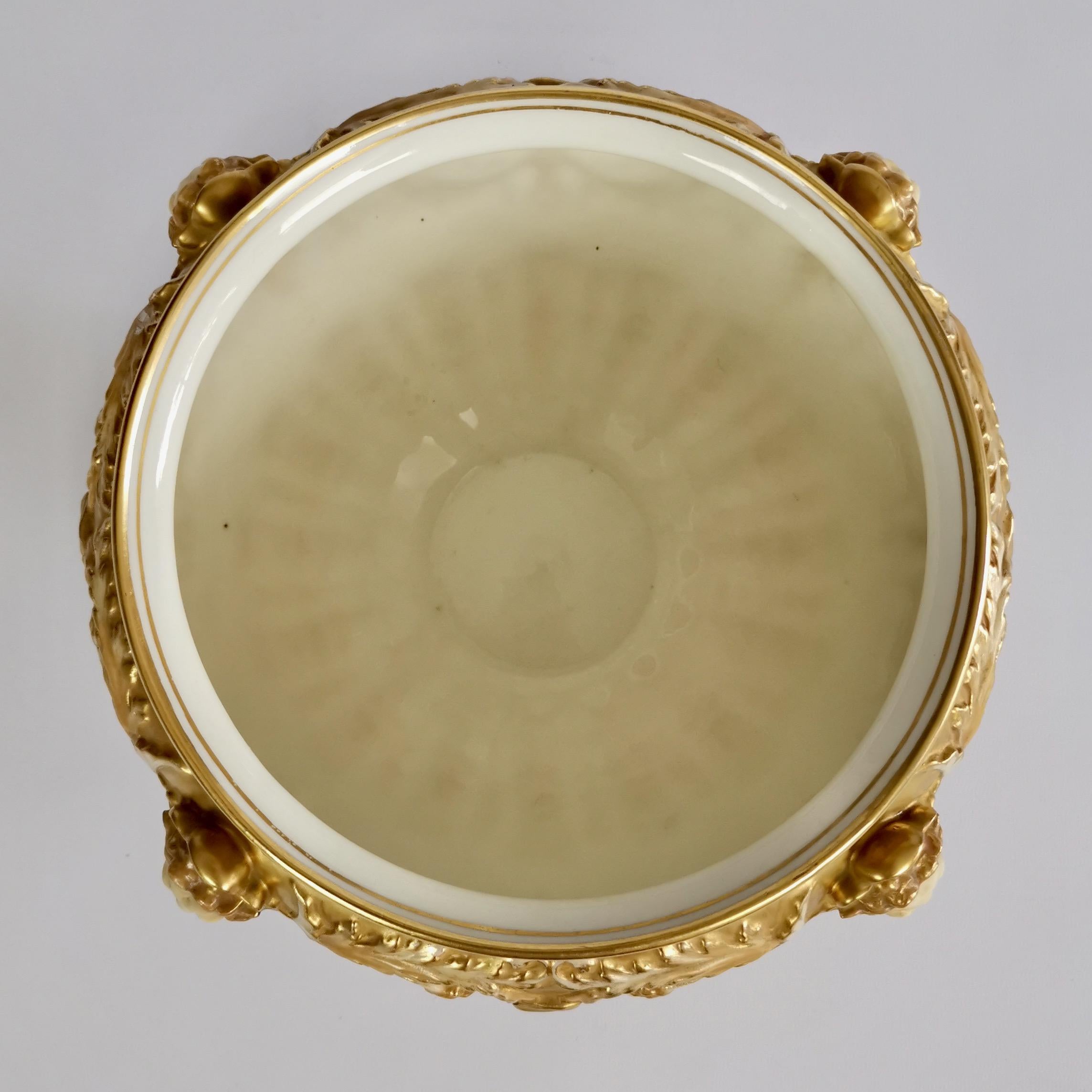 Royal Worcester Porcelain Jardiniere, Gilt, Blush Ivory and Masks, 1892-1920 6