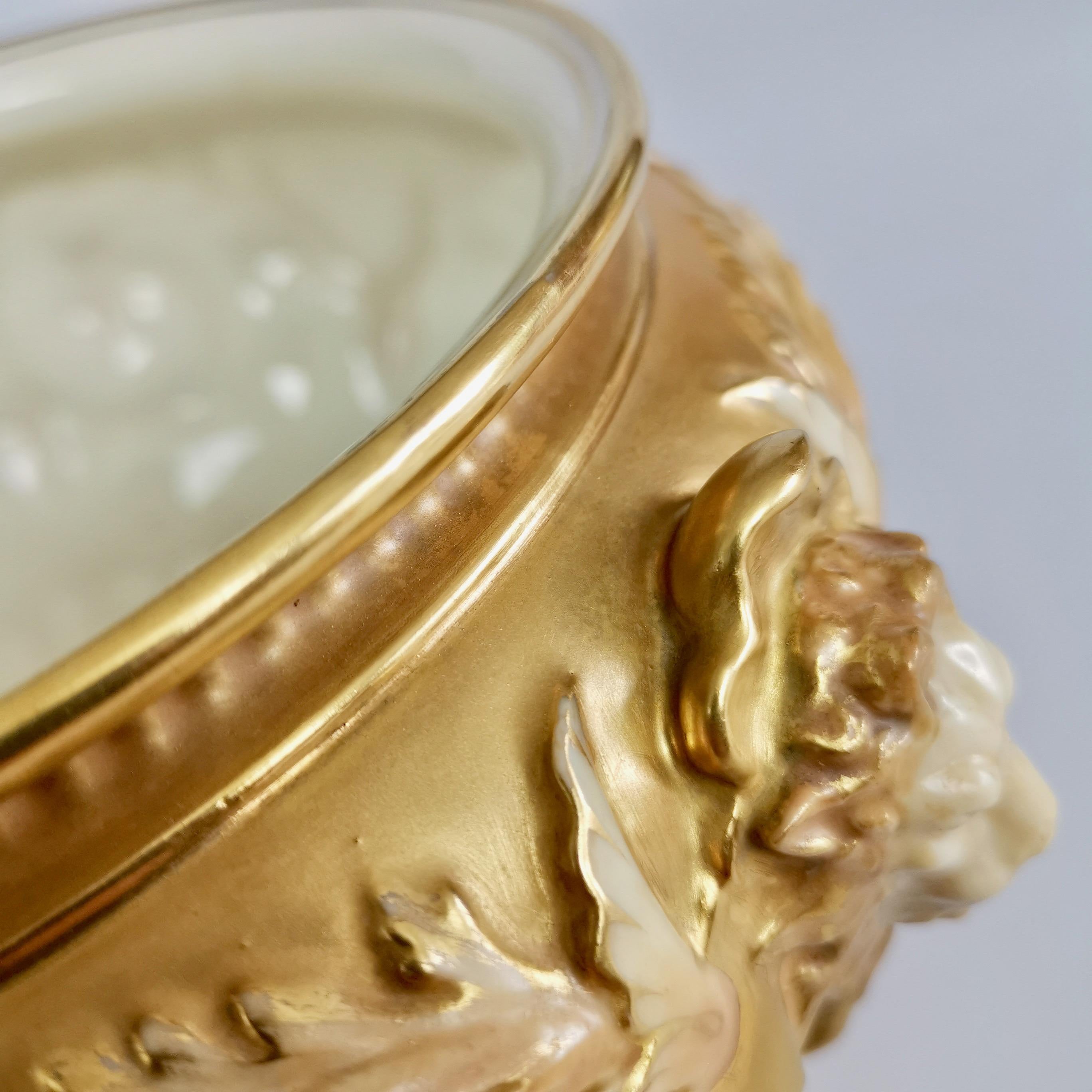 Royal Worcester Porcelain Jardiniere, Gilt, Blush Ivory and Masks, 1892-1920 9