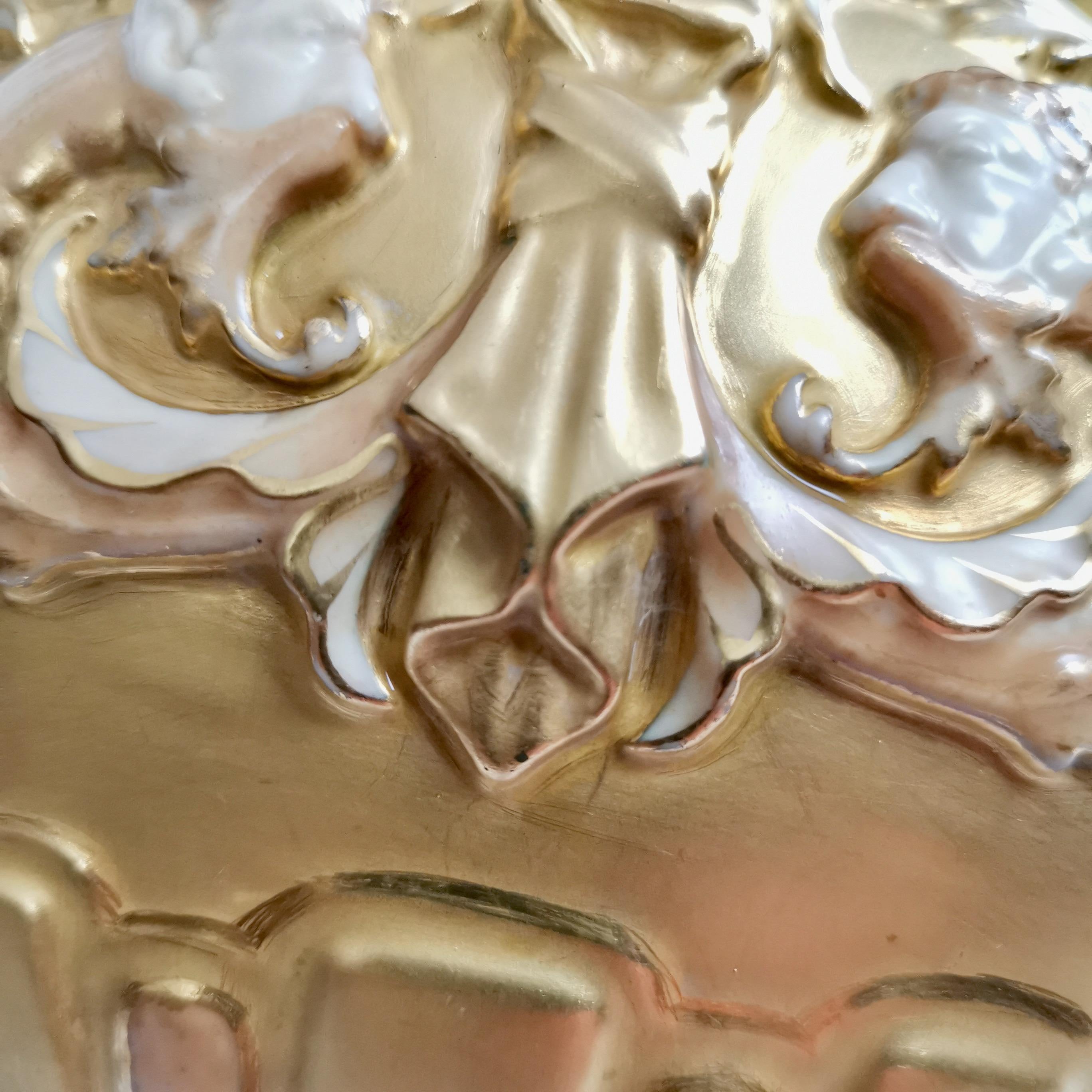 Royal Worcester Porcelain Jardiniere, Gilt, Blush Ivory and Masks, 1892-1920 1