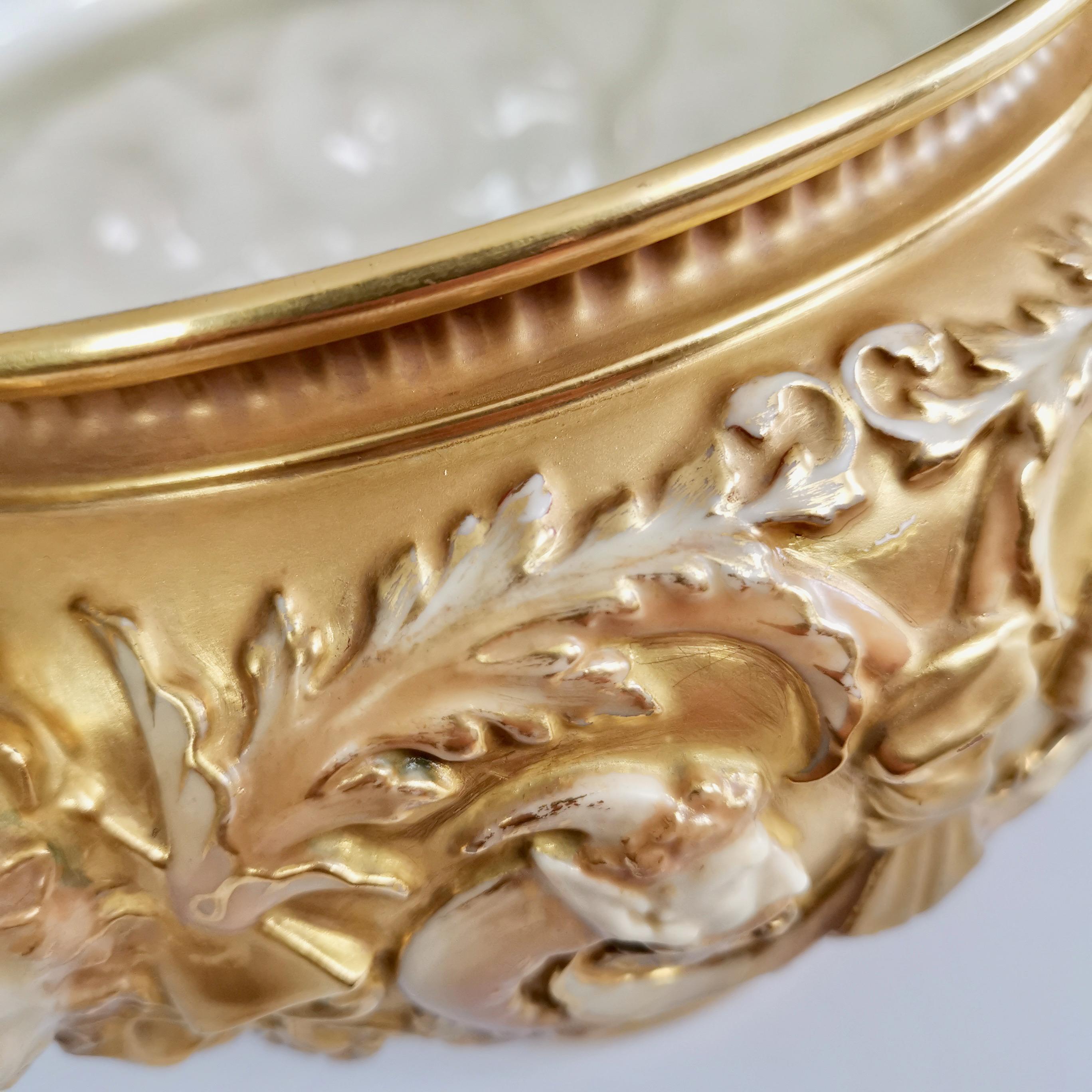 Royal Worcester Porcelain Jardiniere, Gilt, Blush Ivory and Masks, 1892-1920 2