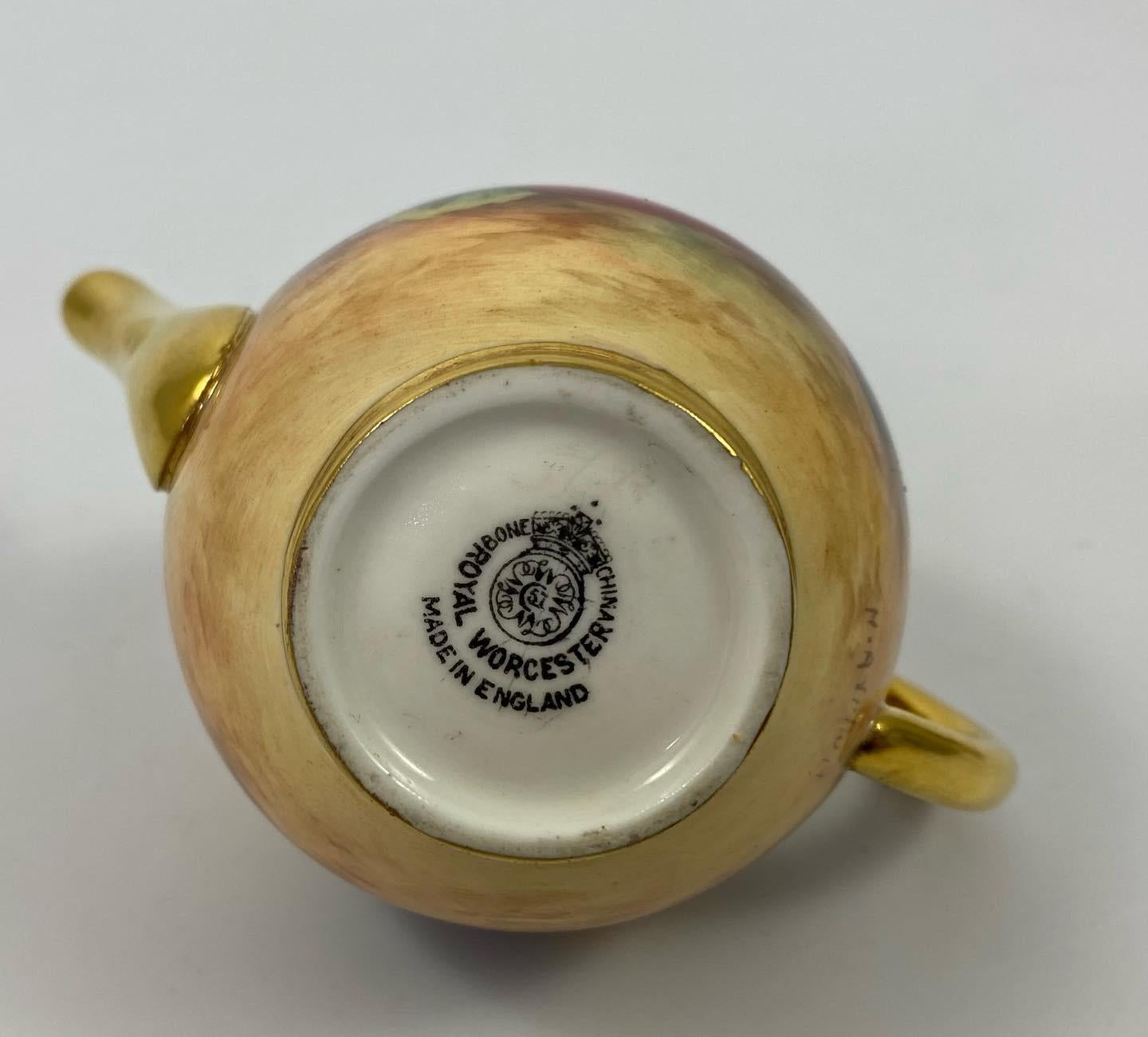 Mid-20th Century Royal Worcester Porcelain Miniature Fruit Teapot, Harry Ayrton, Dated 1953