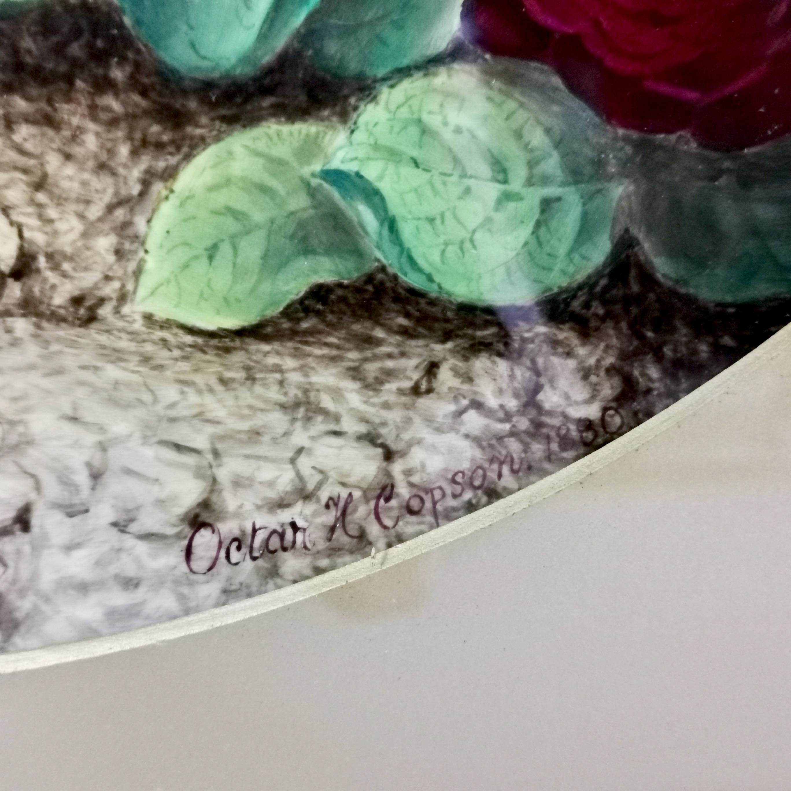 Royal Worcester Porcelain Plaque, Flowers and Fruits by Copson, 1880 at