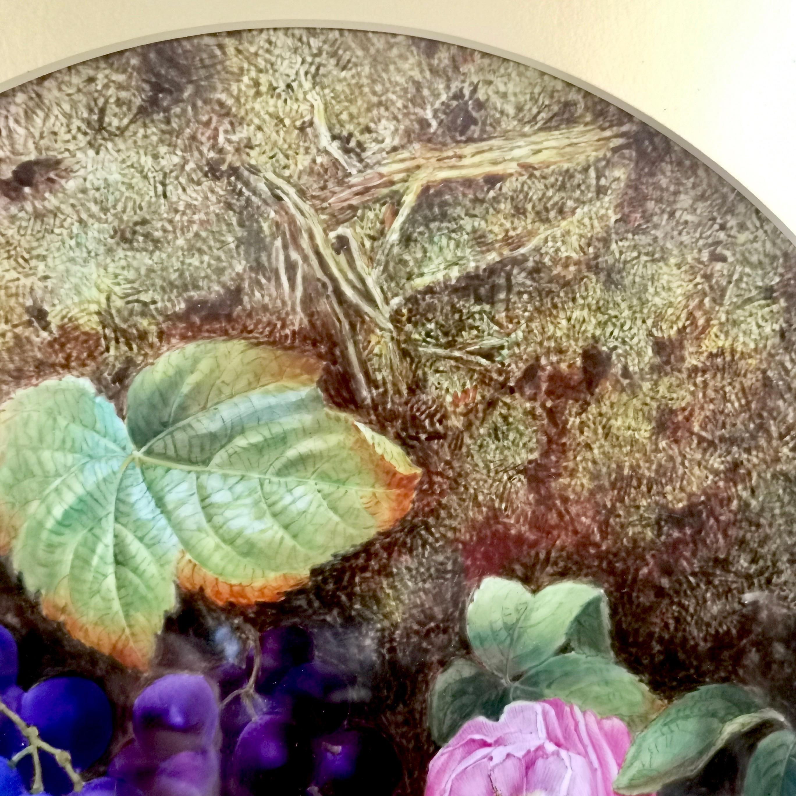 Royal Worcester Porcelain Plaque, Flowers and Fruits by Copson, 1880 at