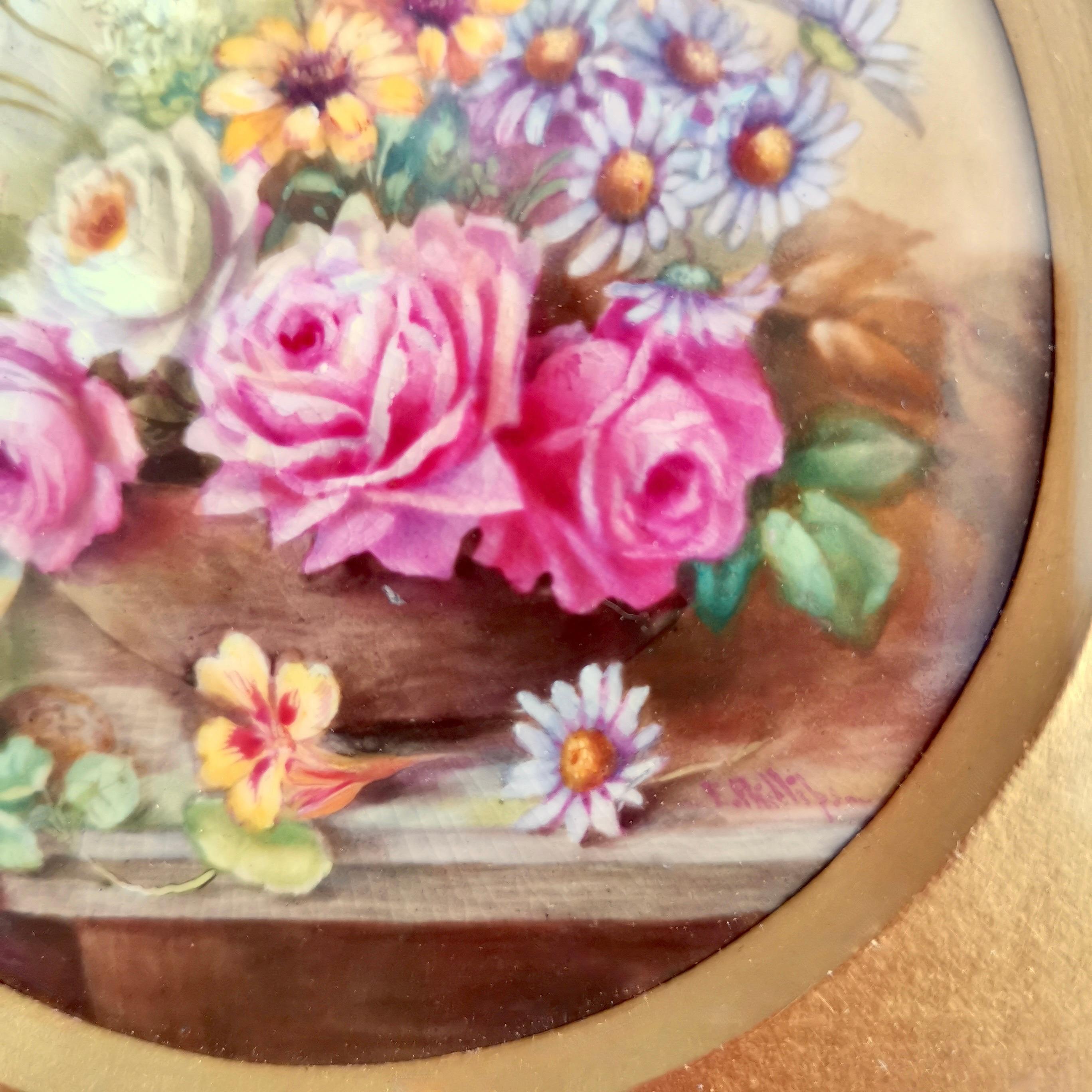 Royal Worcester Porcelain Plaque, Gilt Italianate Frame, Flowers E.Phillips 1905 In Good Condition In London, GB