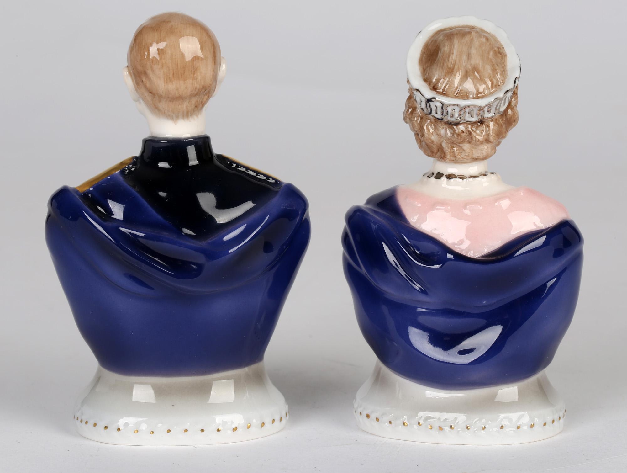 Royal Worcester Porcelain Queen Elizabeth & Duke of Edinburgh Busts 1