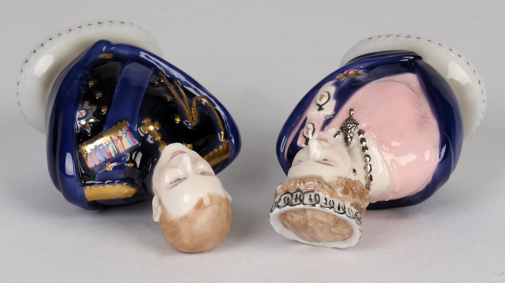 Royal Worcester Porcelain Queen Elizabeth & Duke of Edinburgh Busts 3