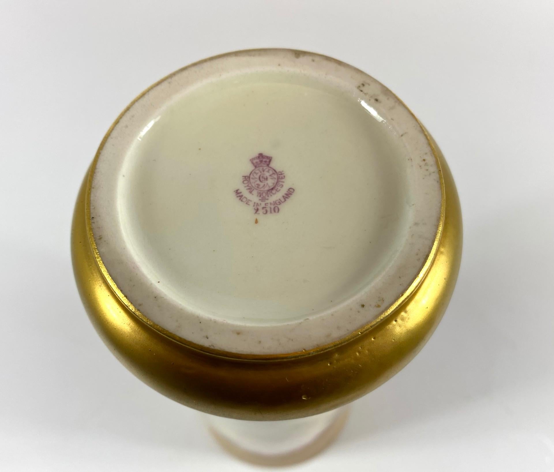 Fired Royal Worcester Porcelain Spill Vase, Kitty Blake, Dated 1930