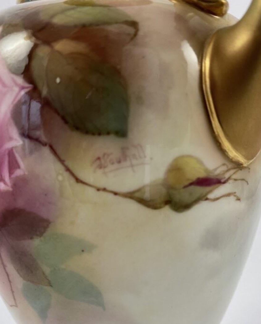 Victorian Royal Worcester Porcelain Vase and Cover, Roses, Jack Southall, D. 1912