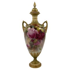 Royal Worcester Porcelain Vase and Cover, Roses, Jack Southall, D. 1912