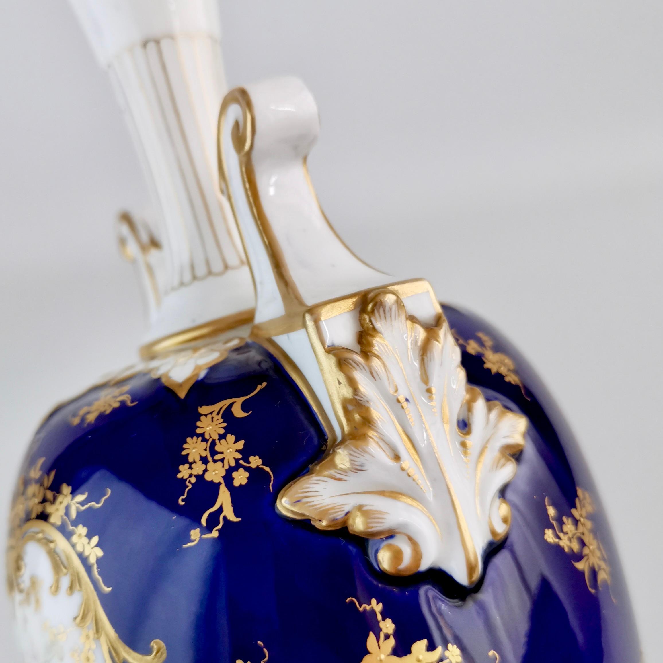 Royal Worcester Porcelain Vase, Cobalt Blue, Fruits by W.Hawkins, Victorian 1901 3