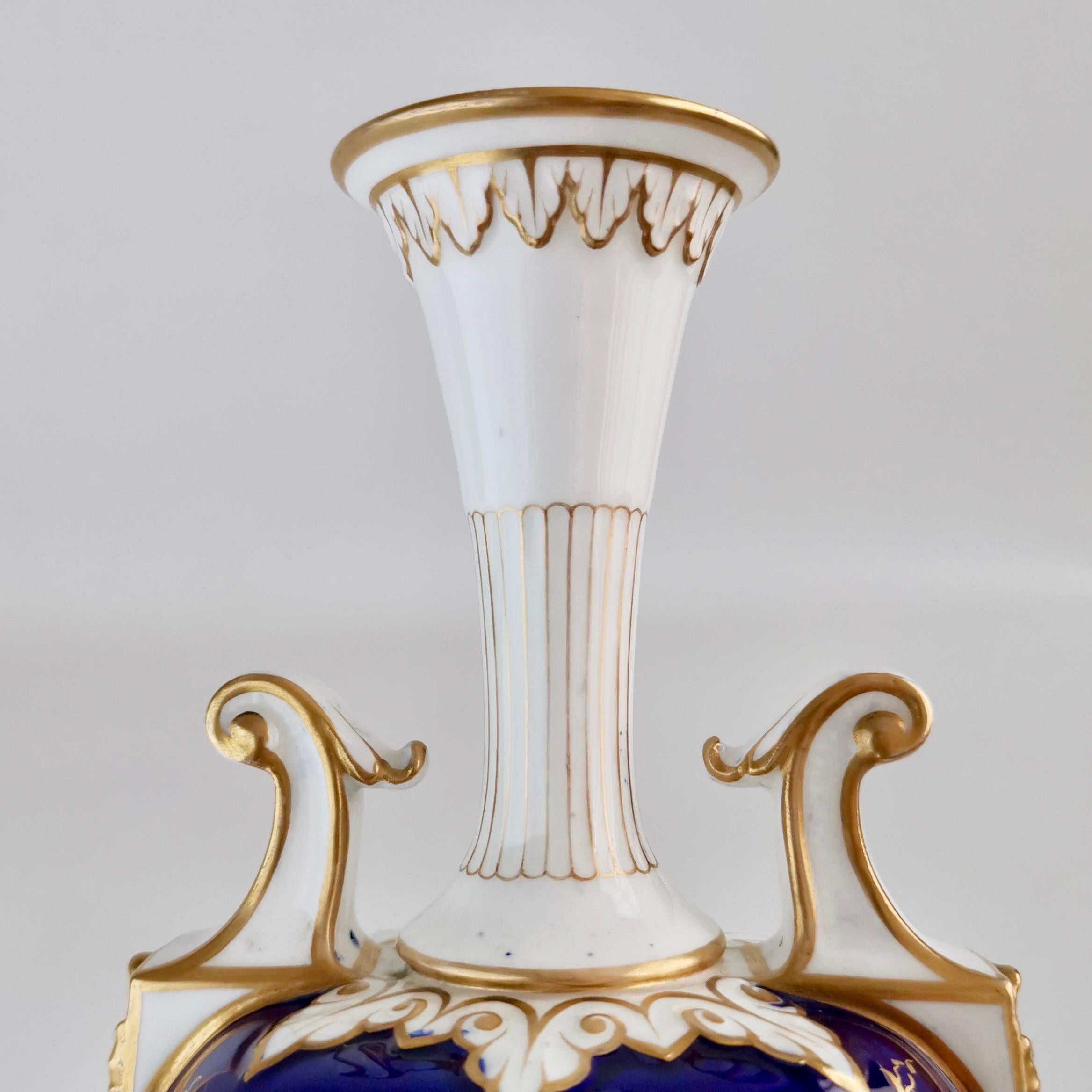 Royal Worcester Porcelain Vase, Cobalt Blue, Fruits by W.Hawkins, Victorian 1901 6