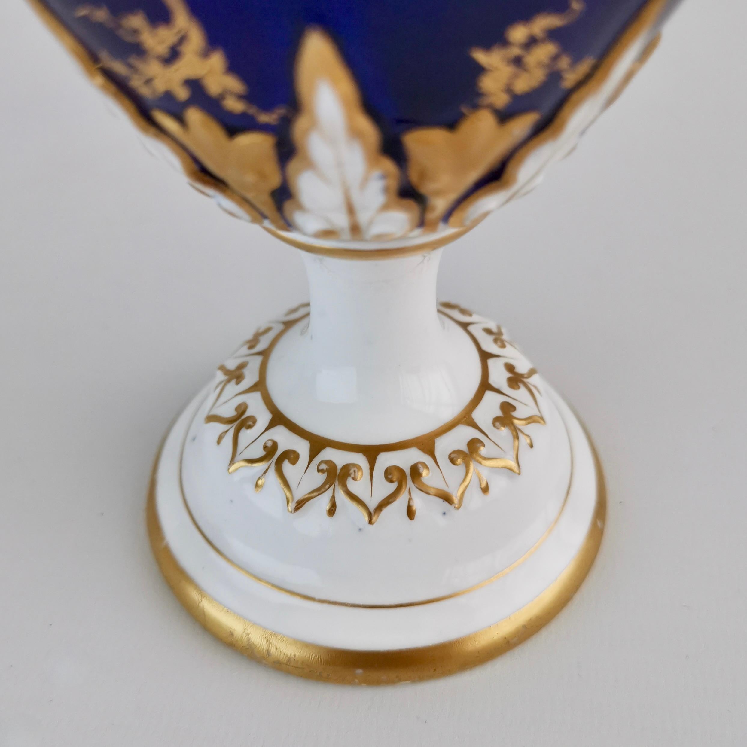 Royal Worcester Porcelain Vase, Cobalt Blue, Fruits by W.Hawkins, Victorian 1901 7