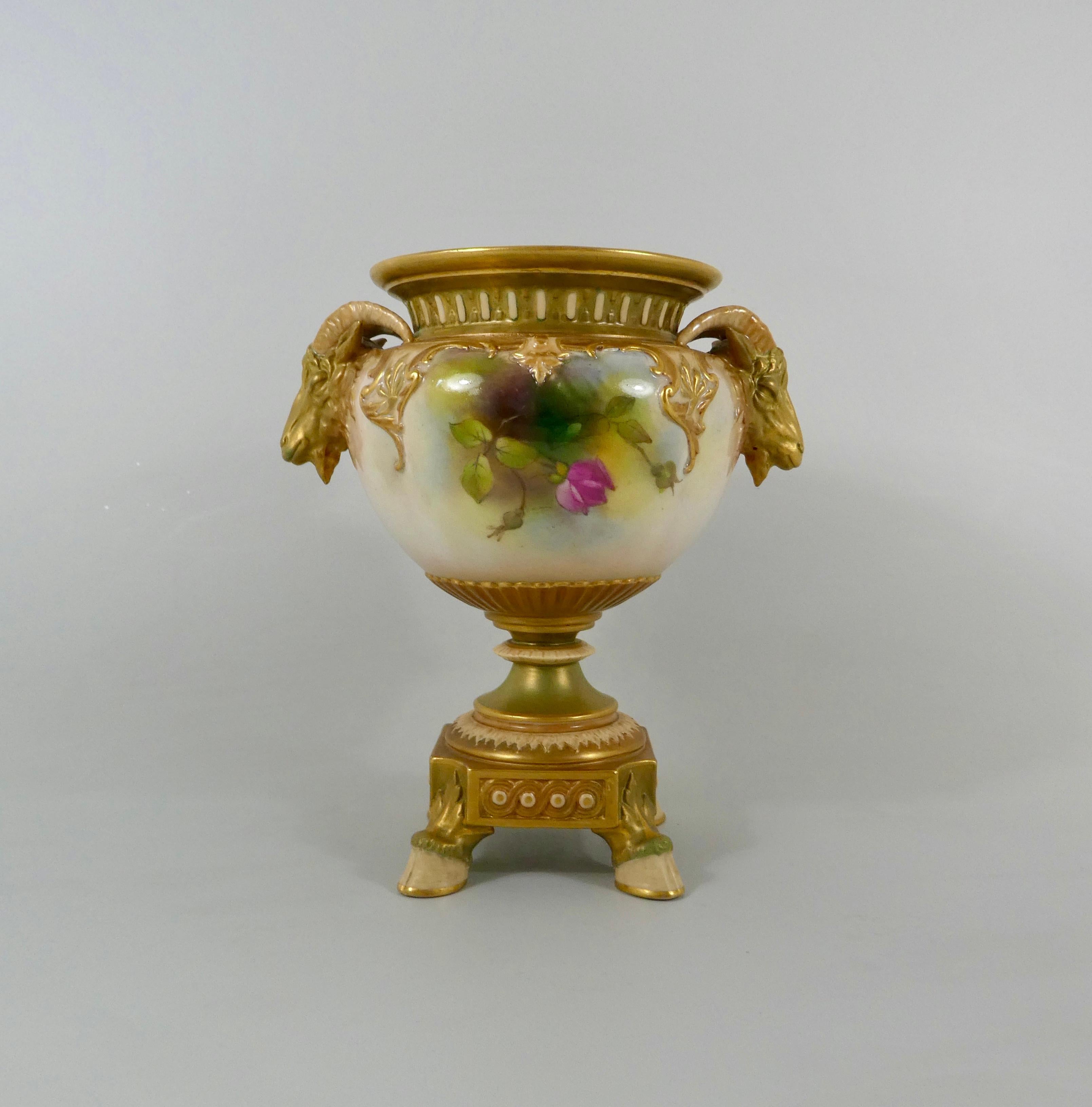Victorian Royal Worcester Porcelain Vase, Dated 1917