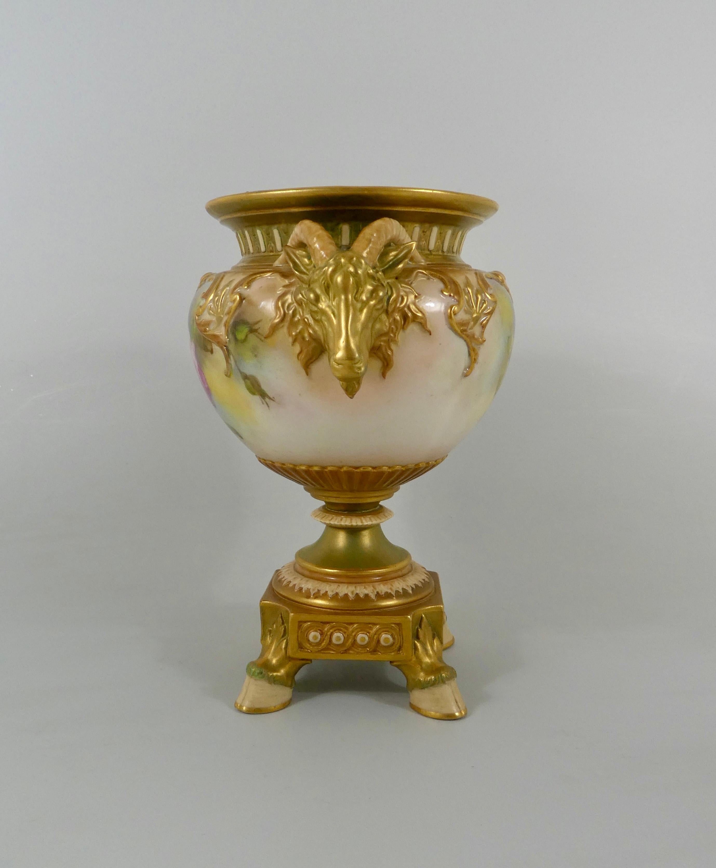 English Royal Worcester Porcelain Vase, Dated 1917