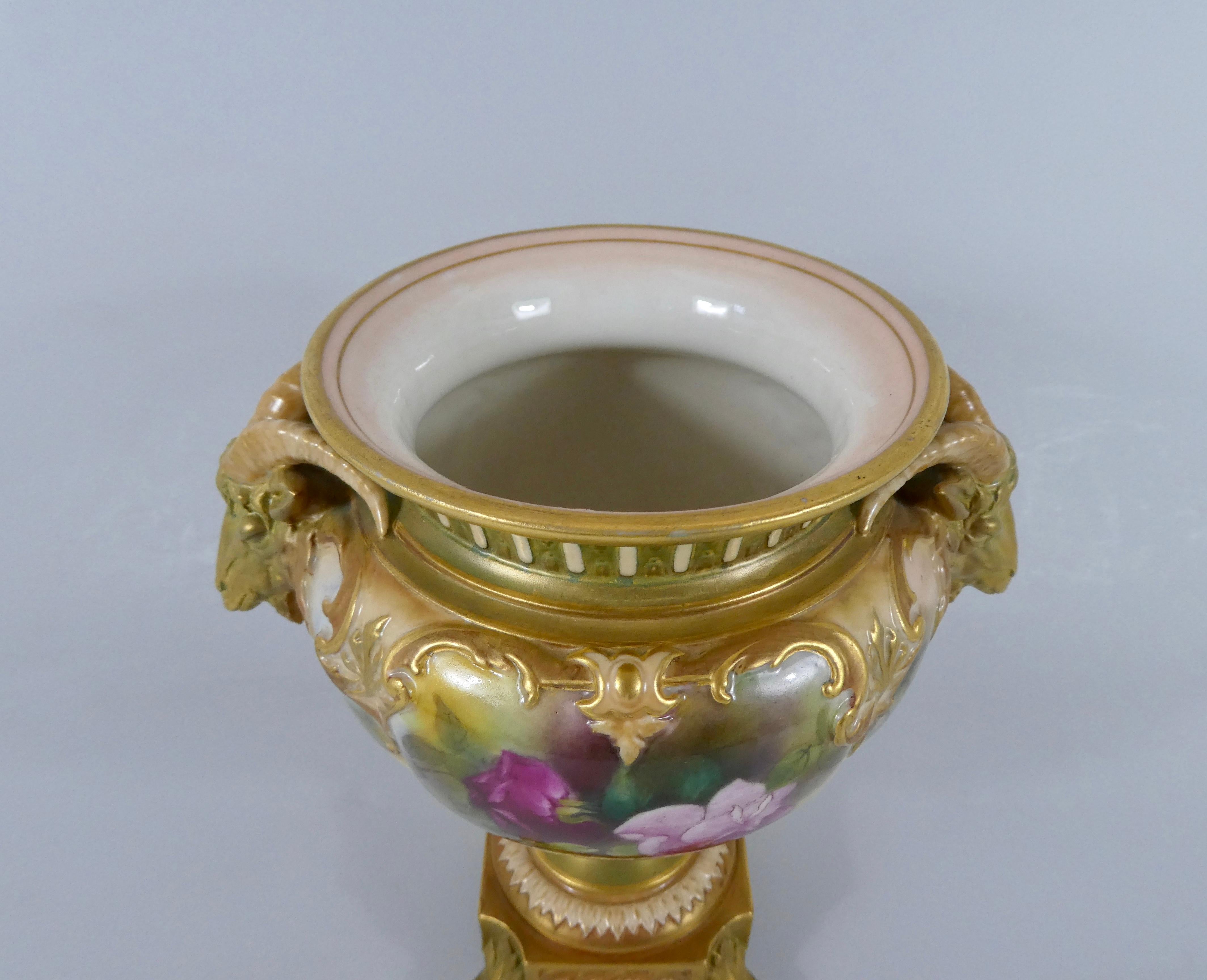 Fired Royal Worcester Porcelain Vase, Dated 1917