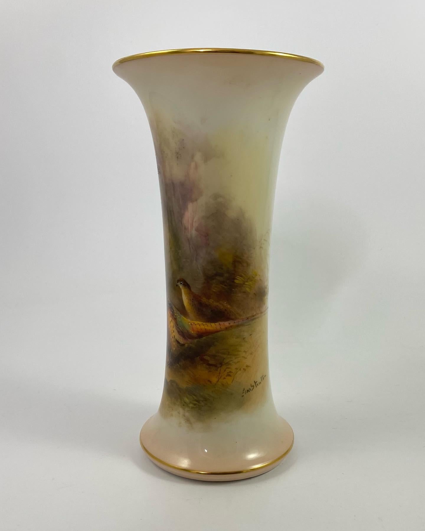 Royal Worcester Porcelain Vase, Pheasants, James Stinton, D. 1934 3