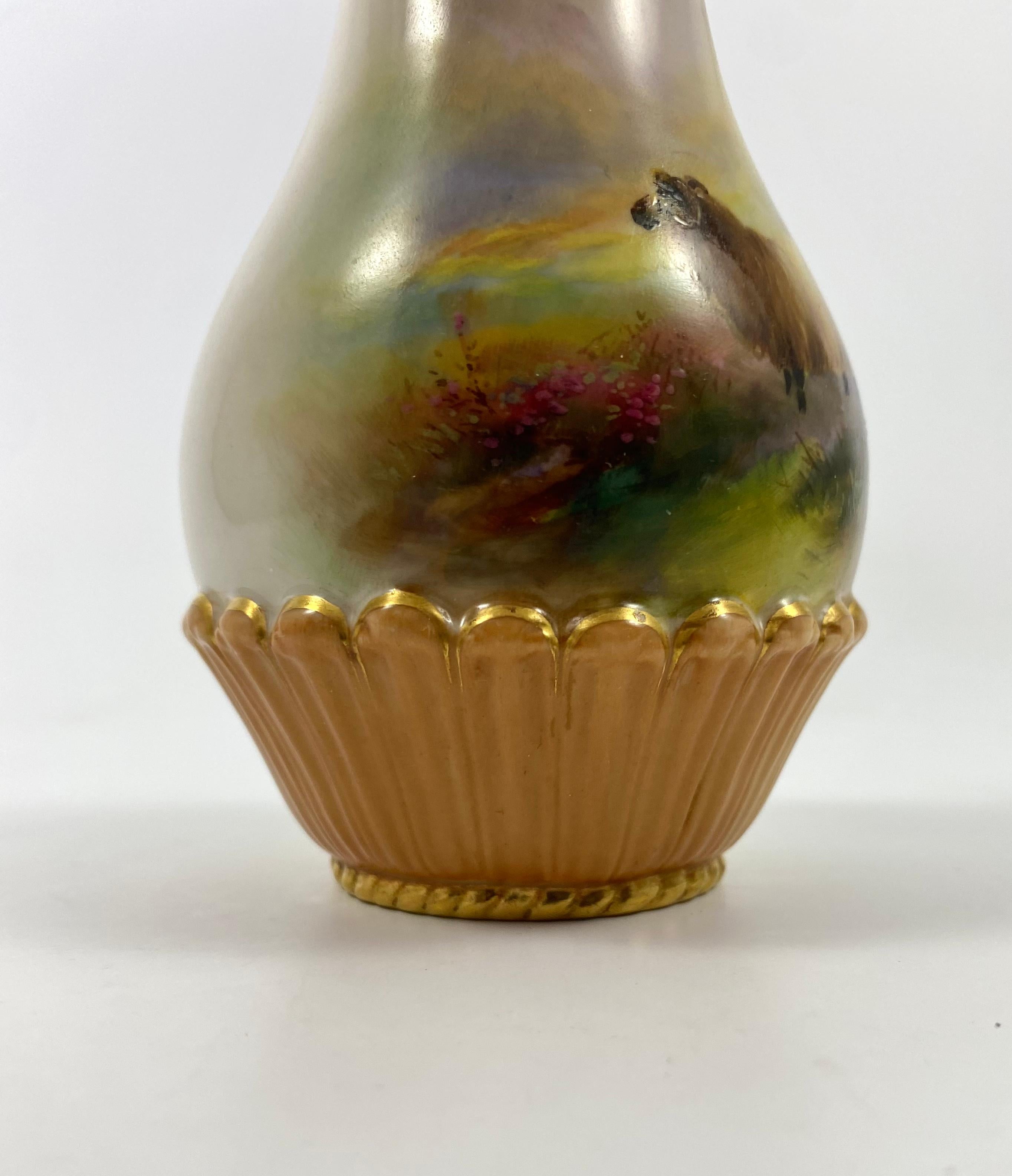Royal Worcester Porcelain Vase, Sheep, Harry Davis, Dated 1909 3