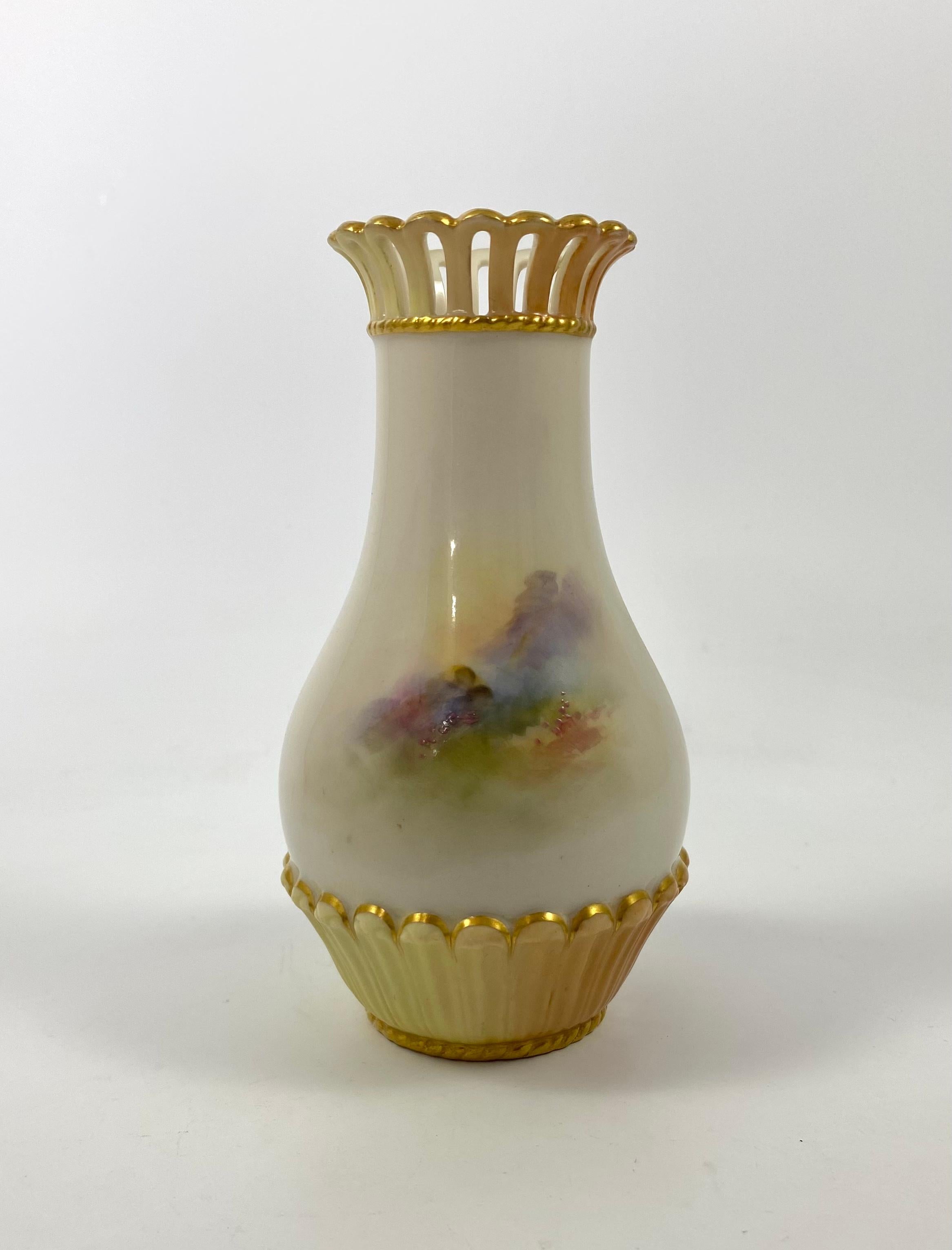 Victorian Royal Worcester Porcelain Vase, Sheep, Harry Davis, Dated 1909