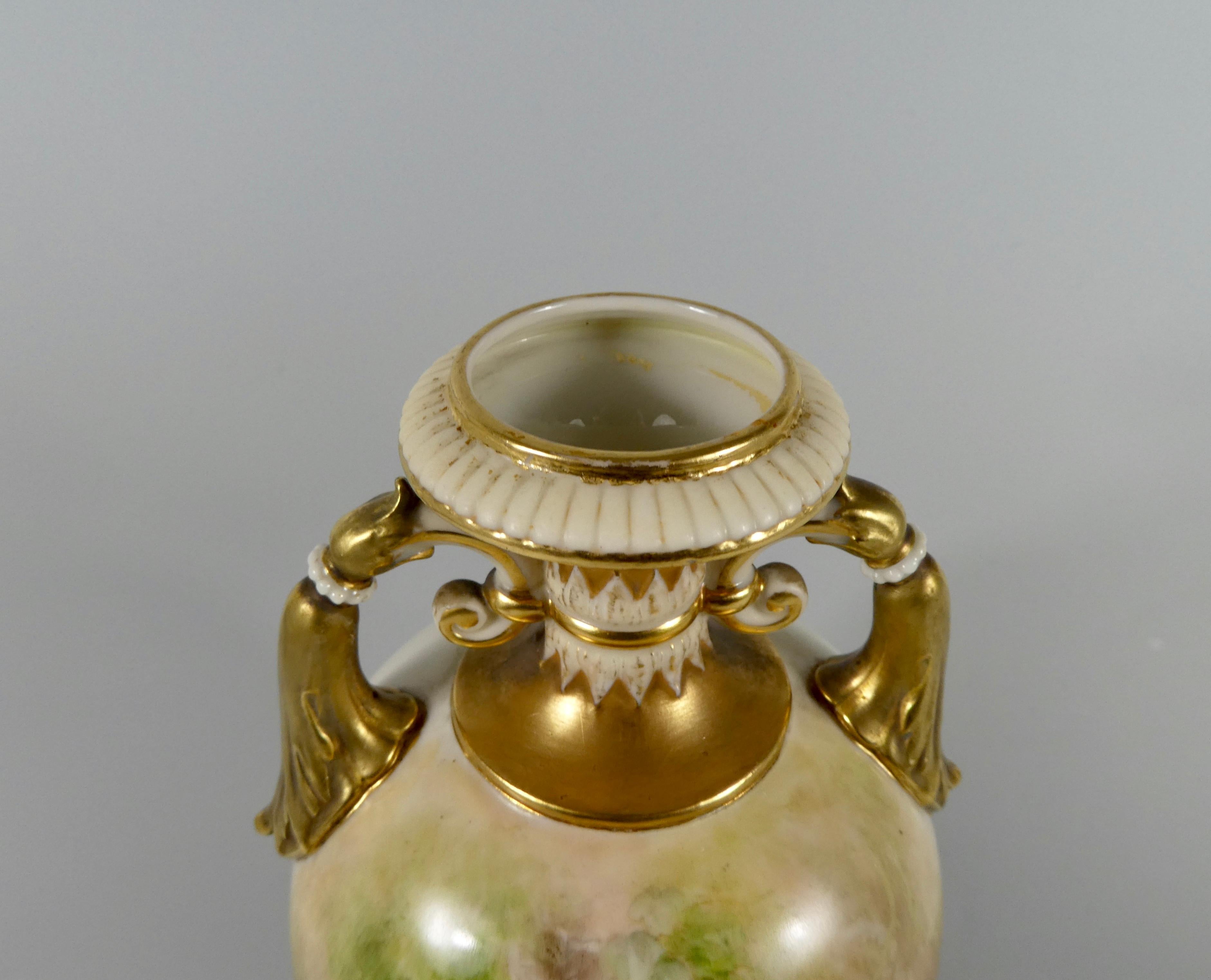 Royal Worcester Porcelain Vase, Fruit Painted by William Ricketts, circa 1915 4