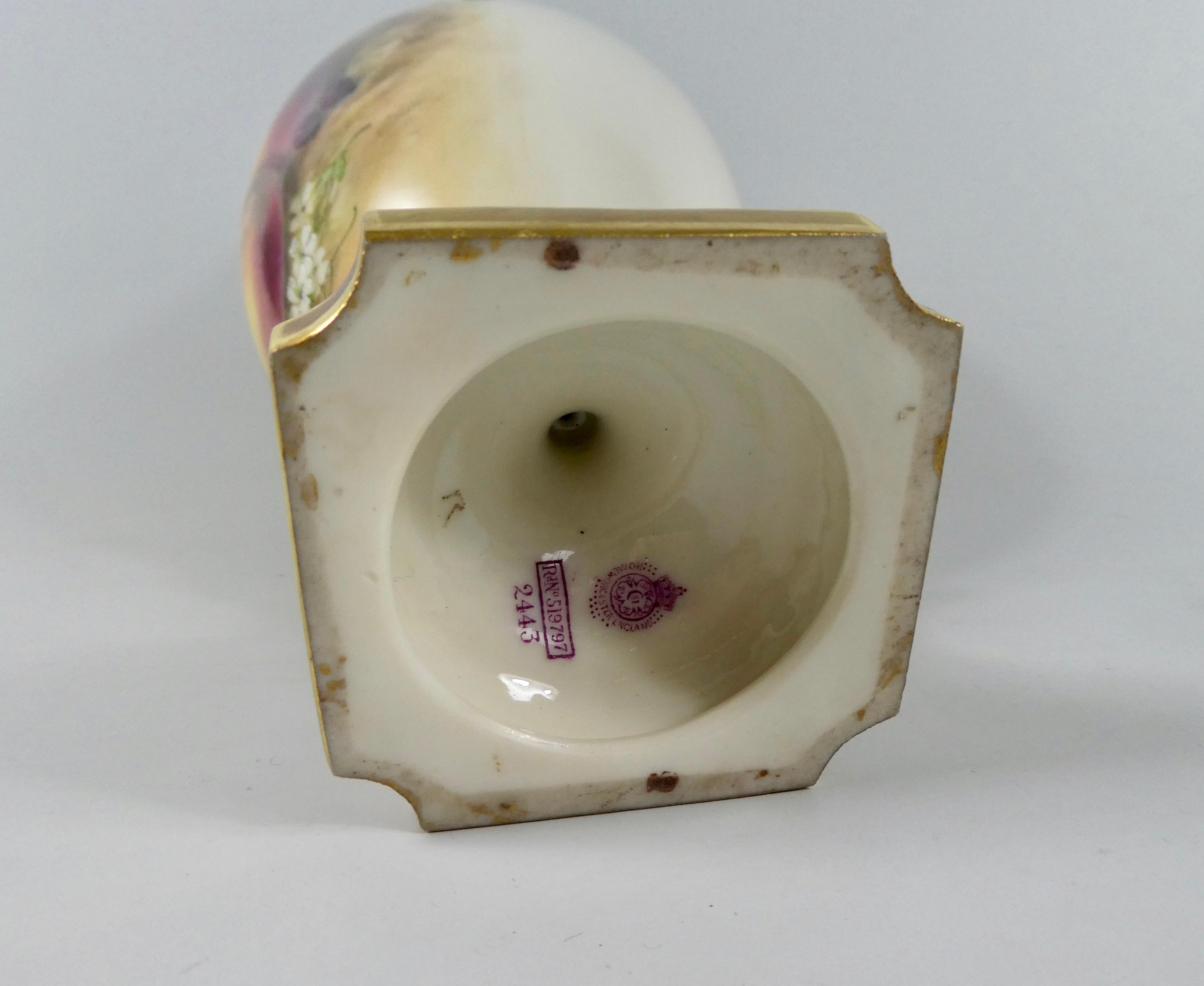 Royal Worcester Porcelain Vase, Fruit Painted by William Ricketts, circa 1915 5