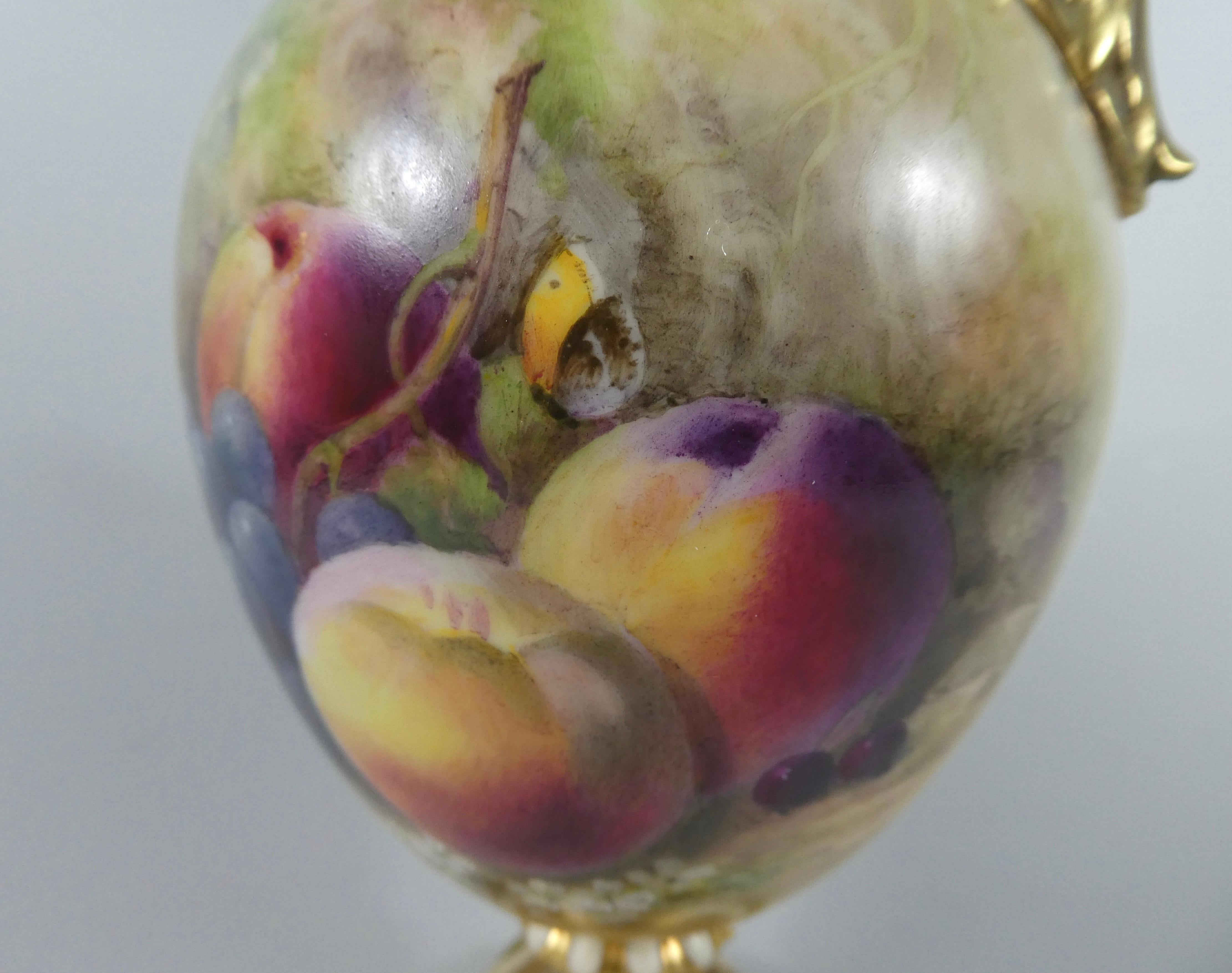 Late Victorian Royal Worcester Porcelain Vase, Fruit Painted by William Ricketts, circa 1915