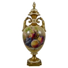Royal Worcester Porcelain Vase, Fruit Painted by William Ricketts, circa 1915