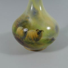 Royal Worcester porcelain vase.Sheep by Harry Davis, dated 1914.
