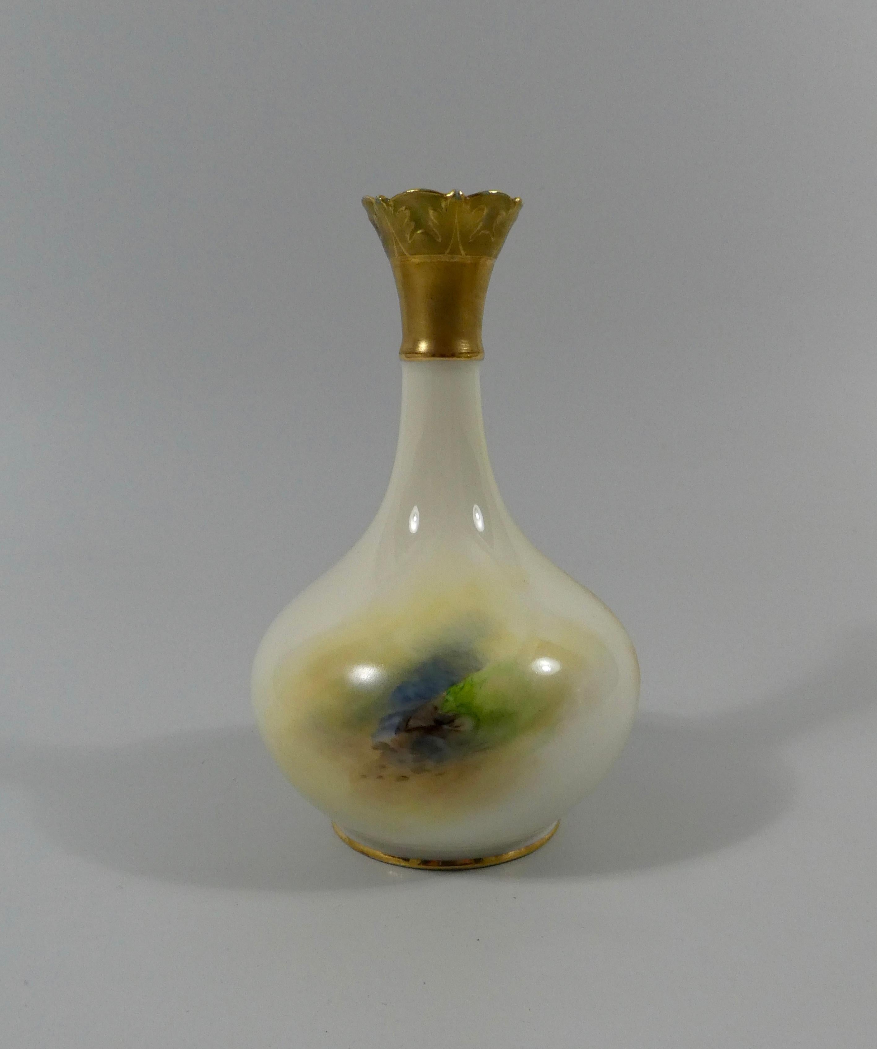 English Royal Worcester porcelain vase.Sheep by Harry Davis, dated 1914.
