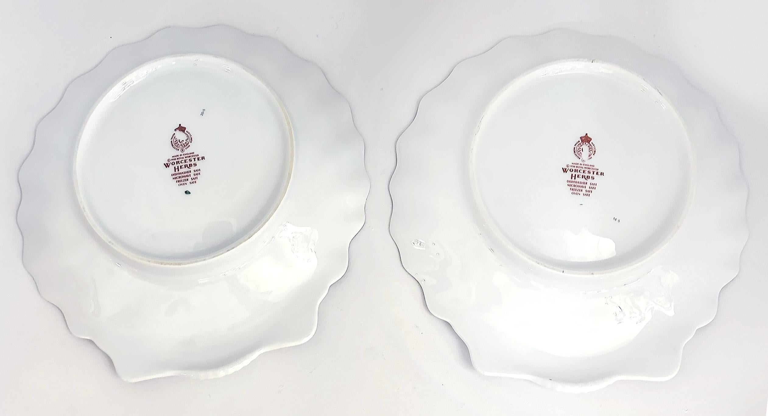 Royal Worcester Porcelain Wild Thyme Sage Plates Pair, England  For Sale 3